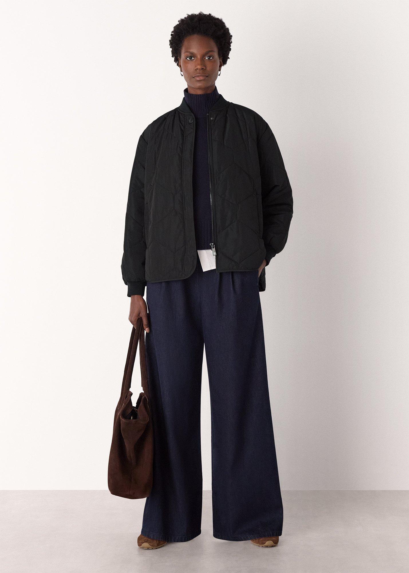 Black Ida Short Quilted Coat