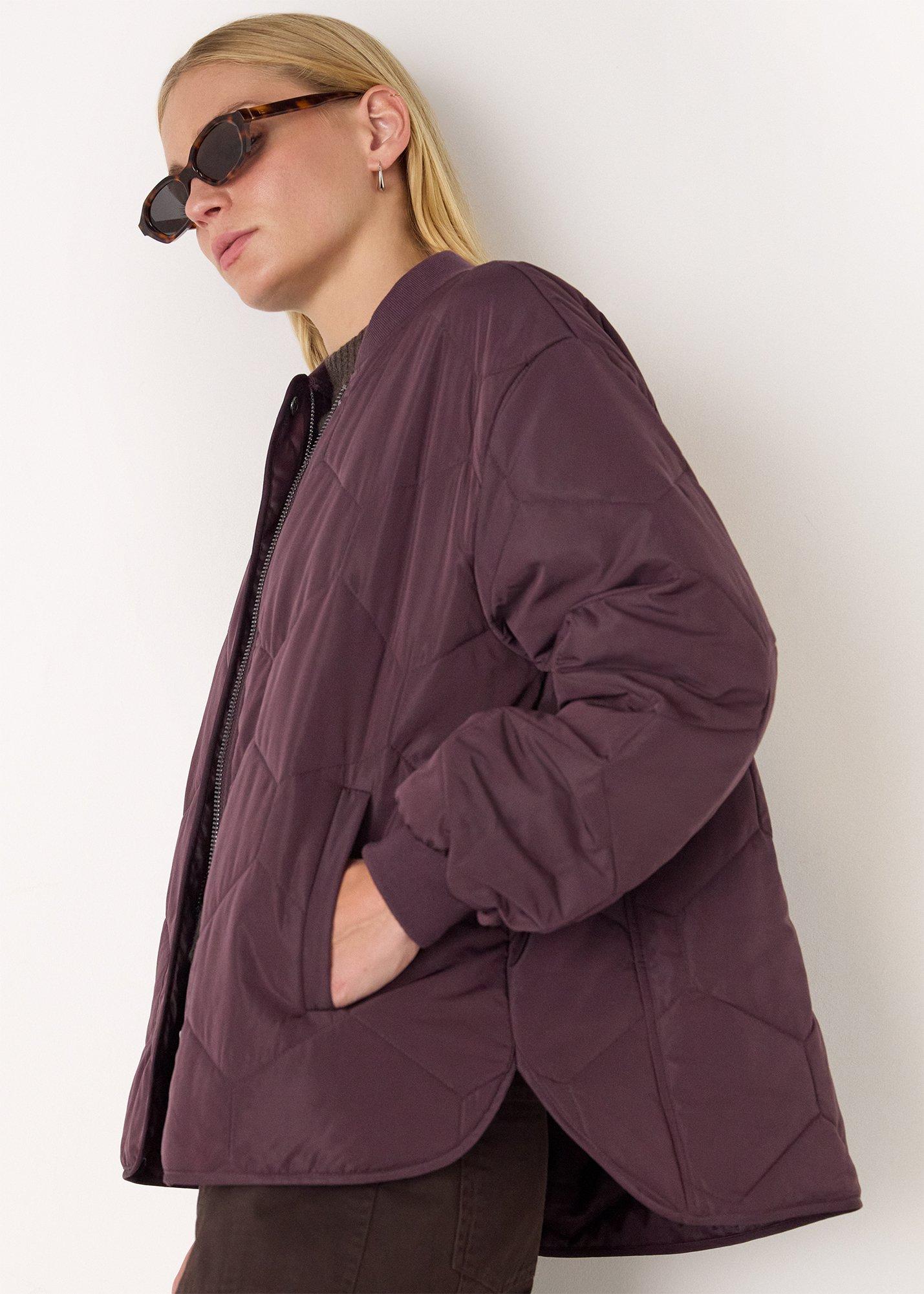 Burgundy Ida Short Quilted Coat