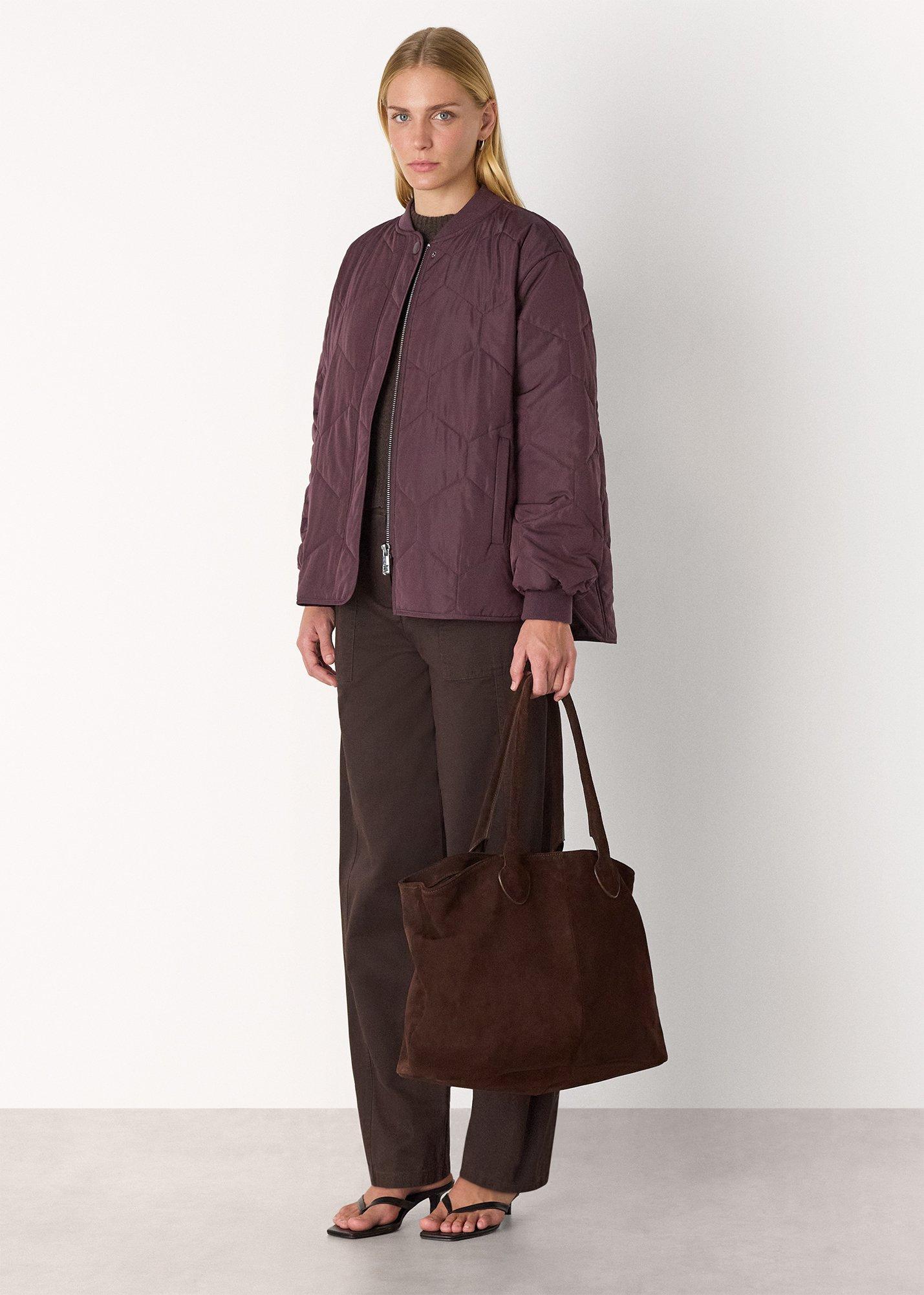 Burgundy Ida Short Quilted Coat