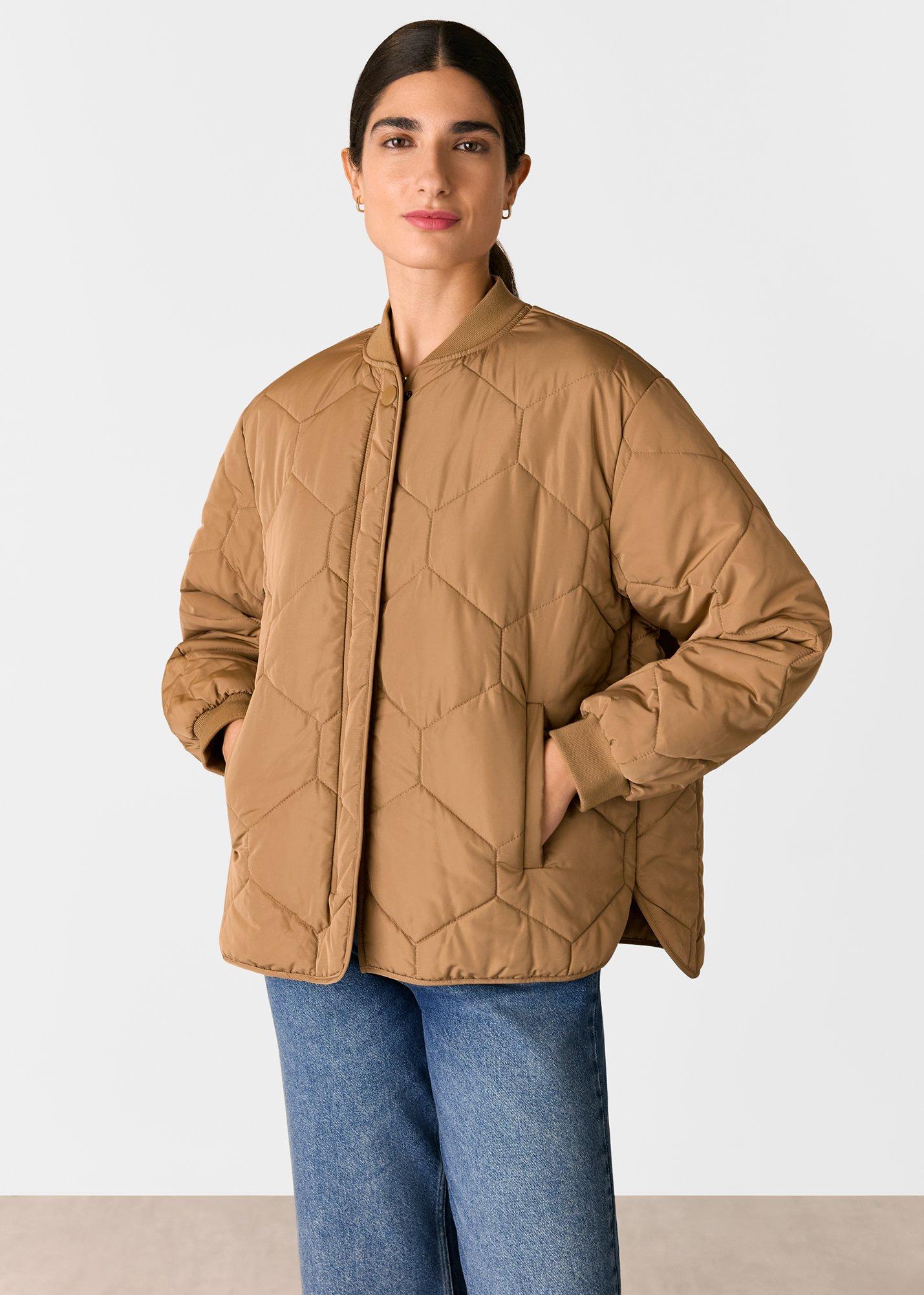 Camel Ida Short Quilted Coat