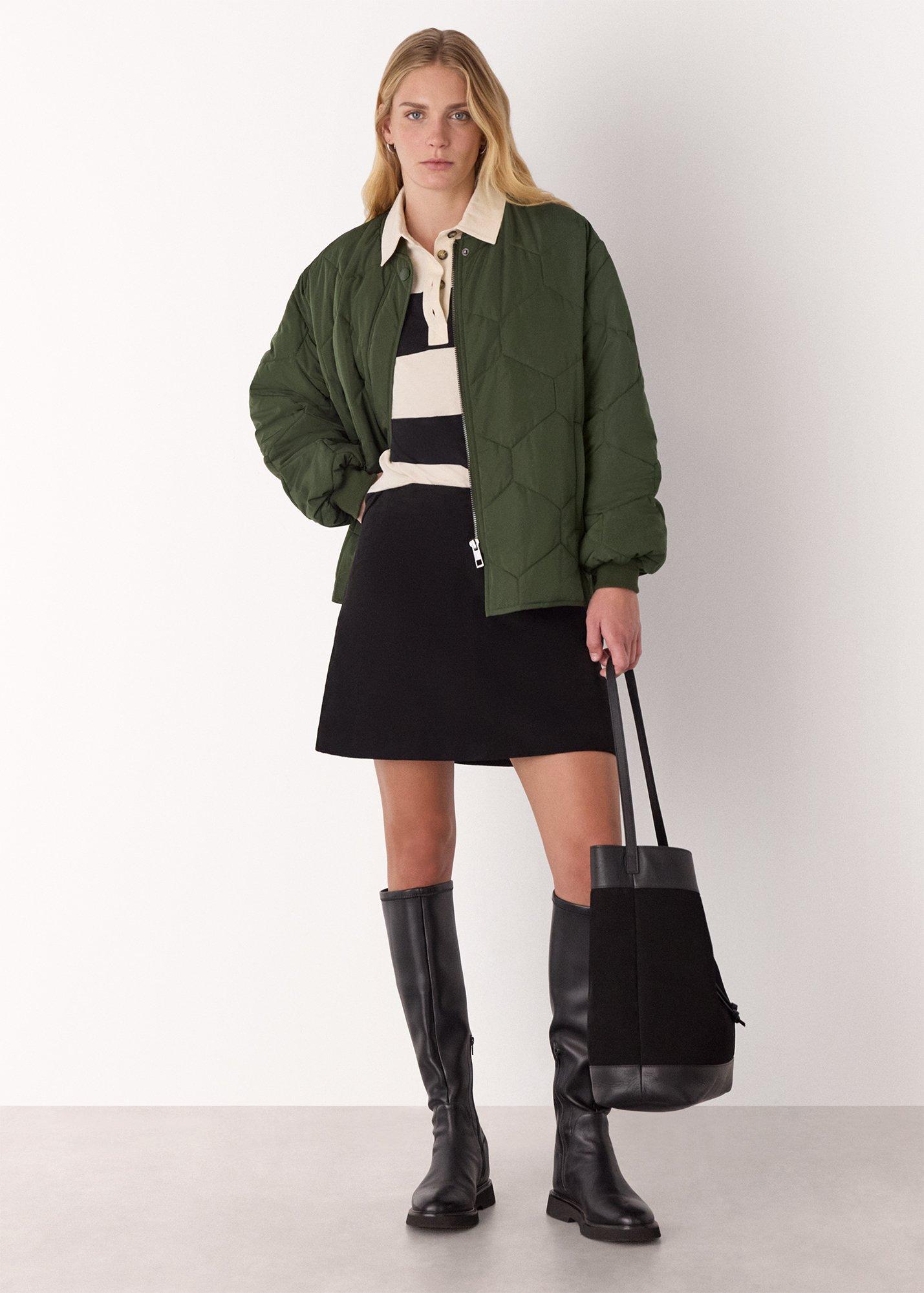Khaki Ida Short Quilted Coat