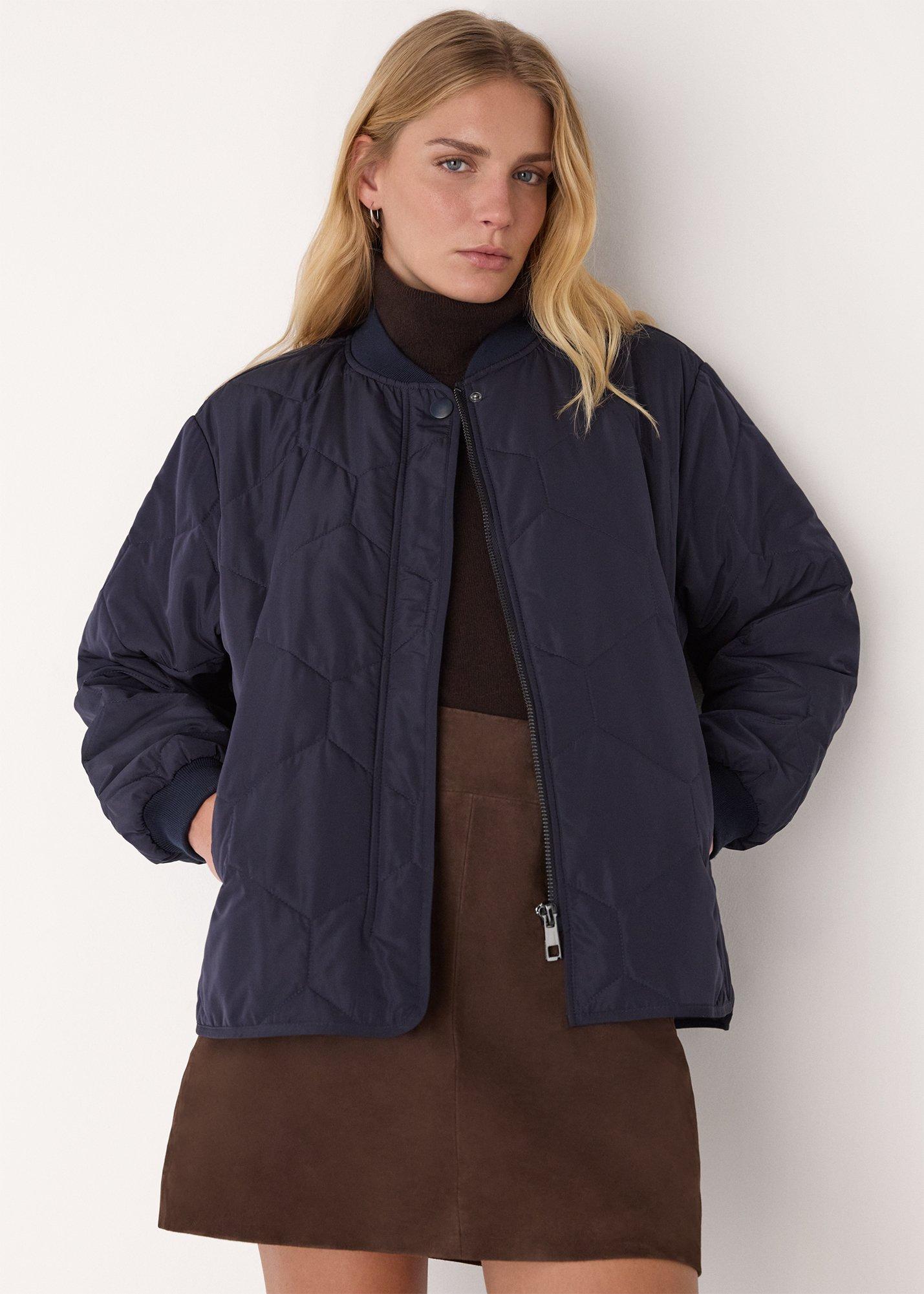 Navy Ida Short Quilted Coat