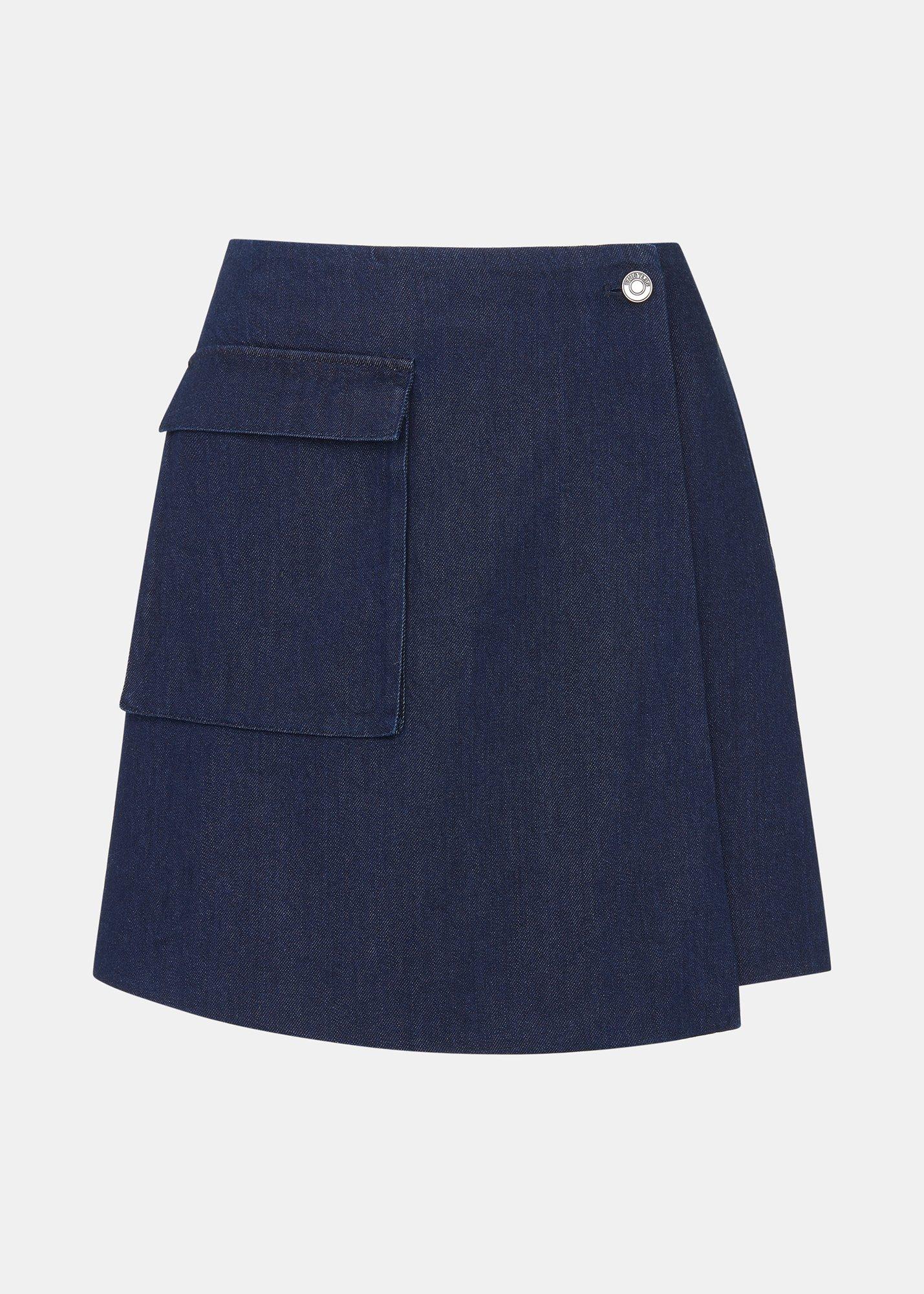 Indigo Denim Wrap Mini Skirt