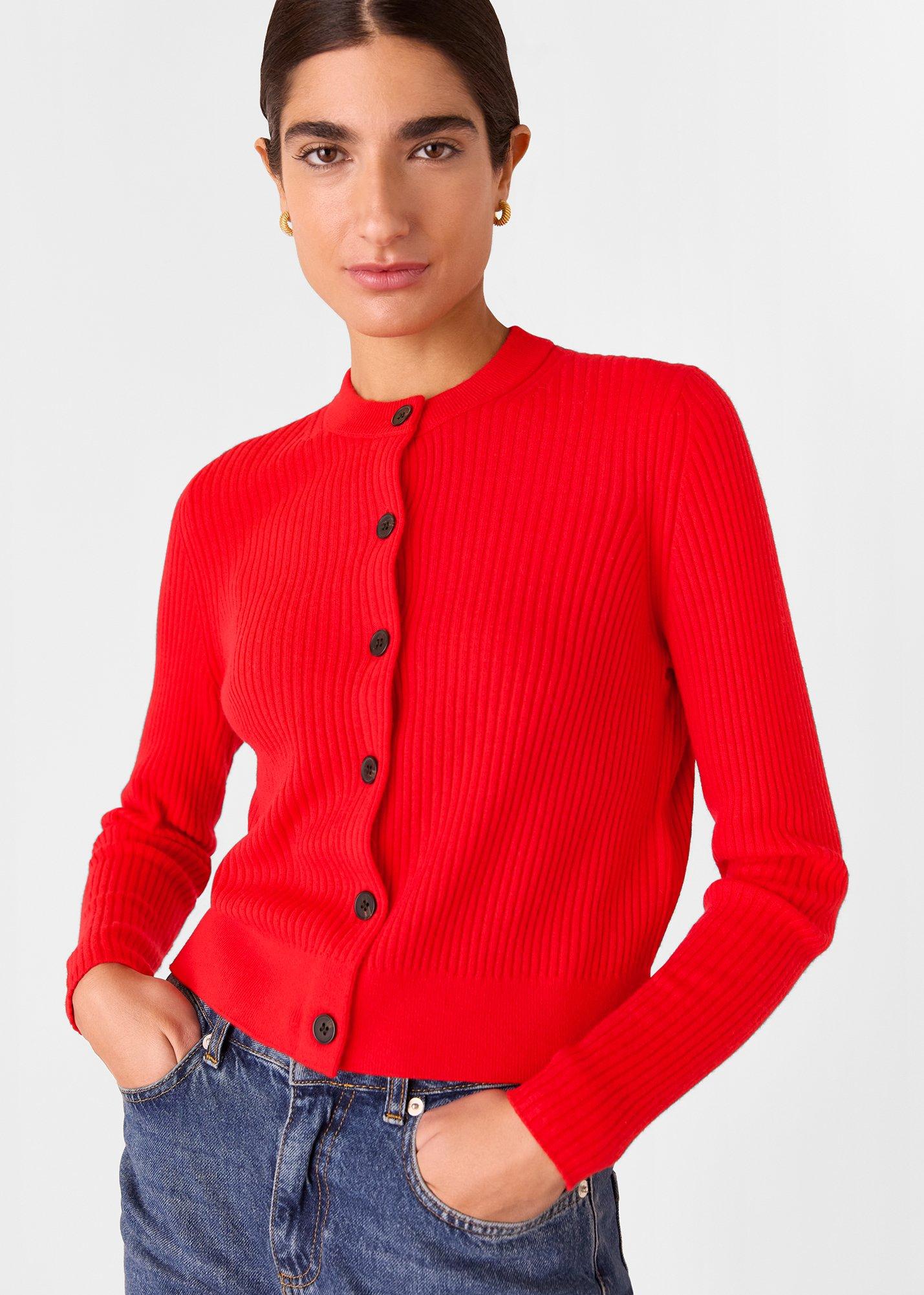Red Jasmine Ribbed Cardigan