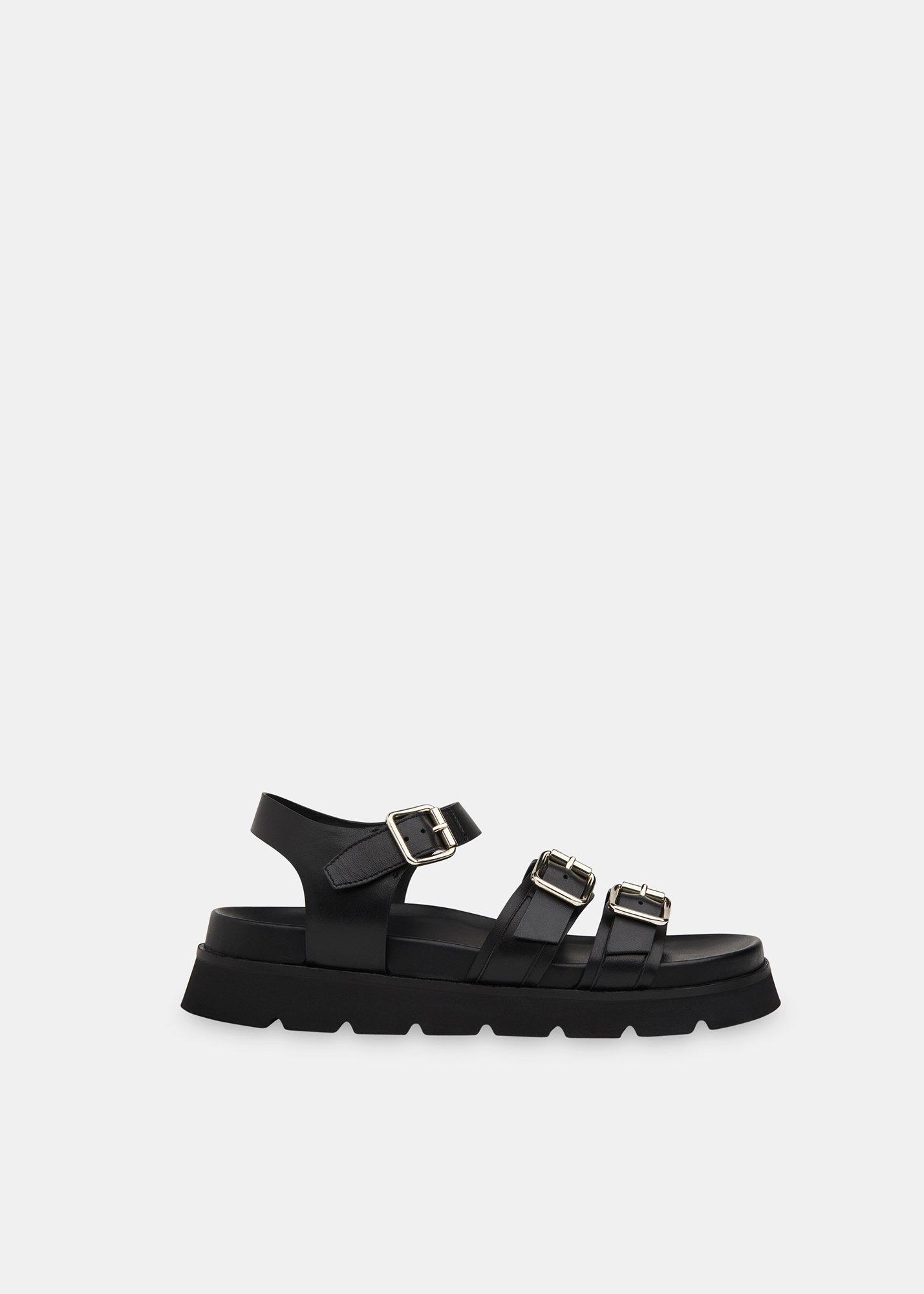 Black Jemma Triple Buckle Sandal