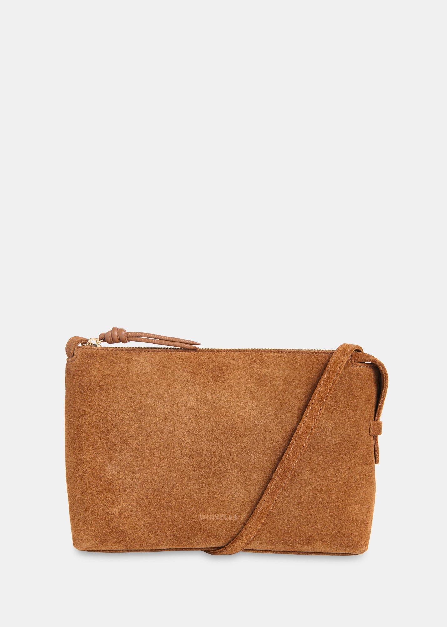 Tan Kaia Suede Crossbody Bag