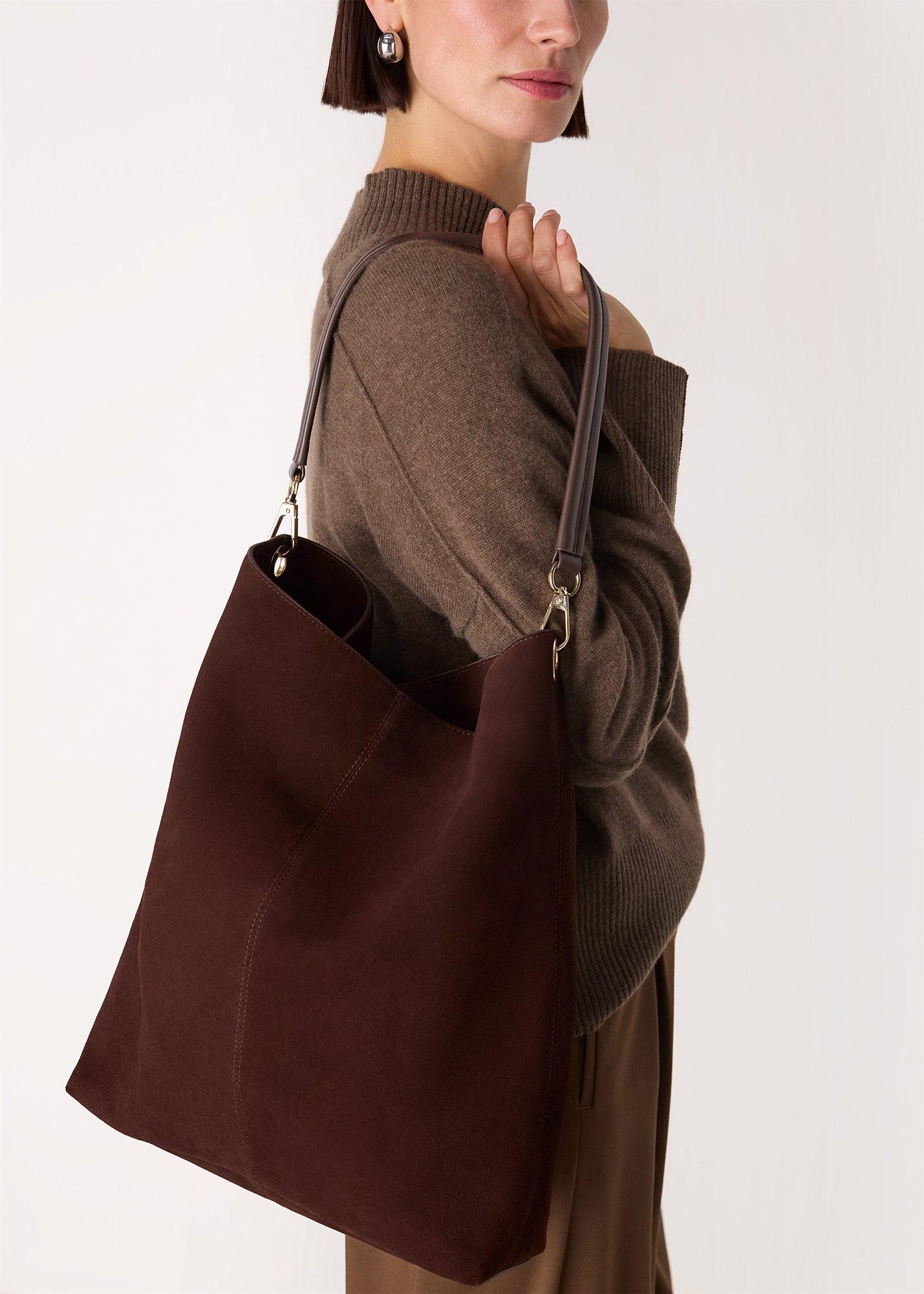 Chocolate Kamil Suede Tote Bag