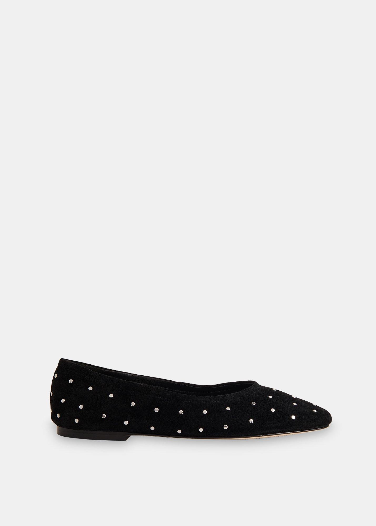 Black Karina Suede Stud Ballet Pump