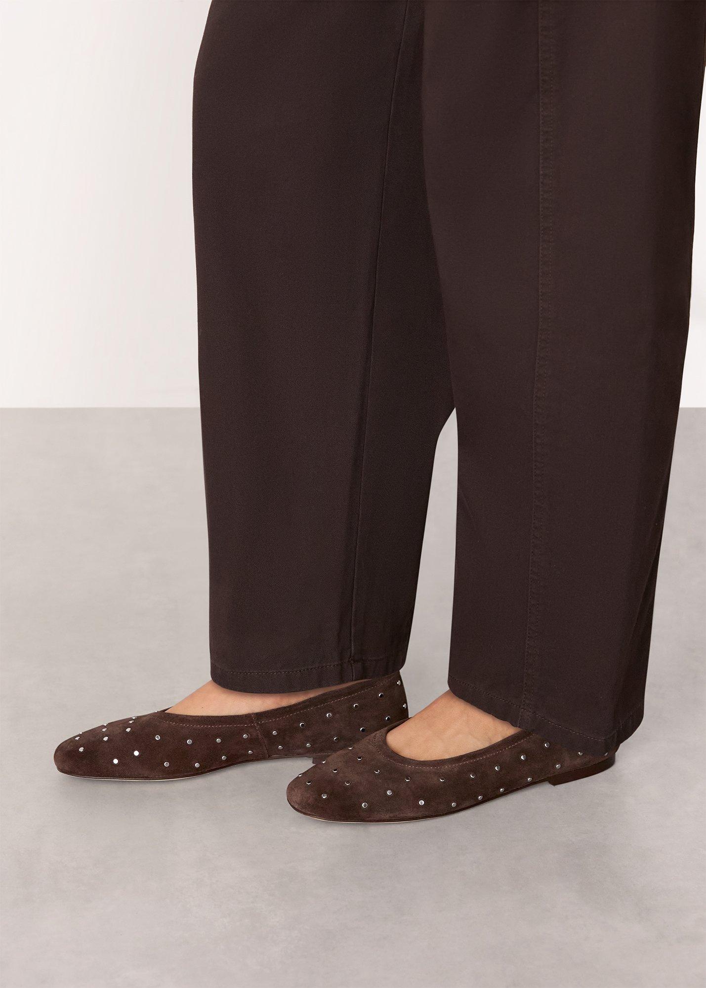 Chocolate Karina Suede Stud Ballet Pump