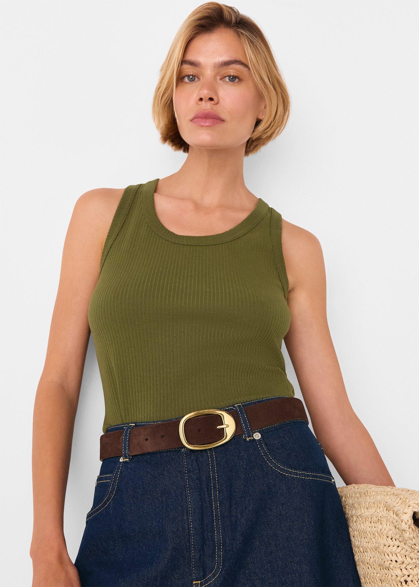 Khaki Ultimate Ribbed Scoop Vest