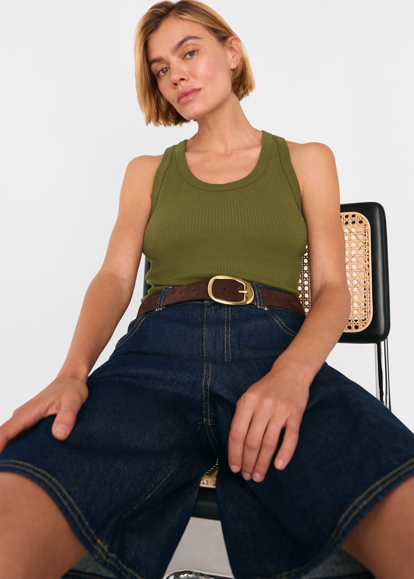 Khaki Ultimate Ribbed Scoop Vest