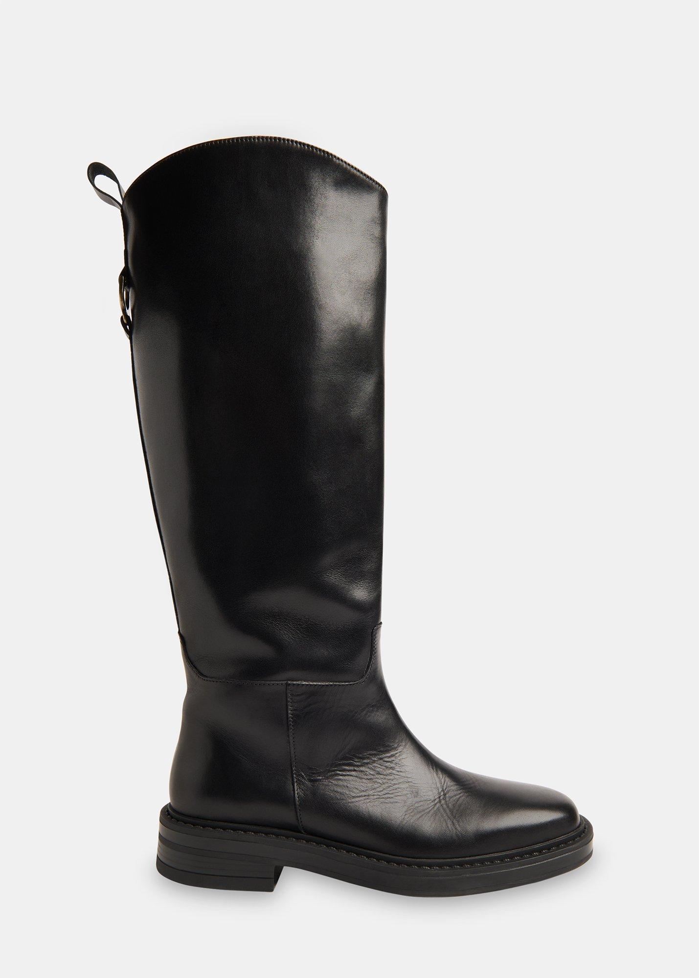 Black Knee High Riding Boot