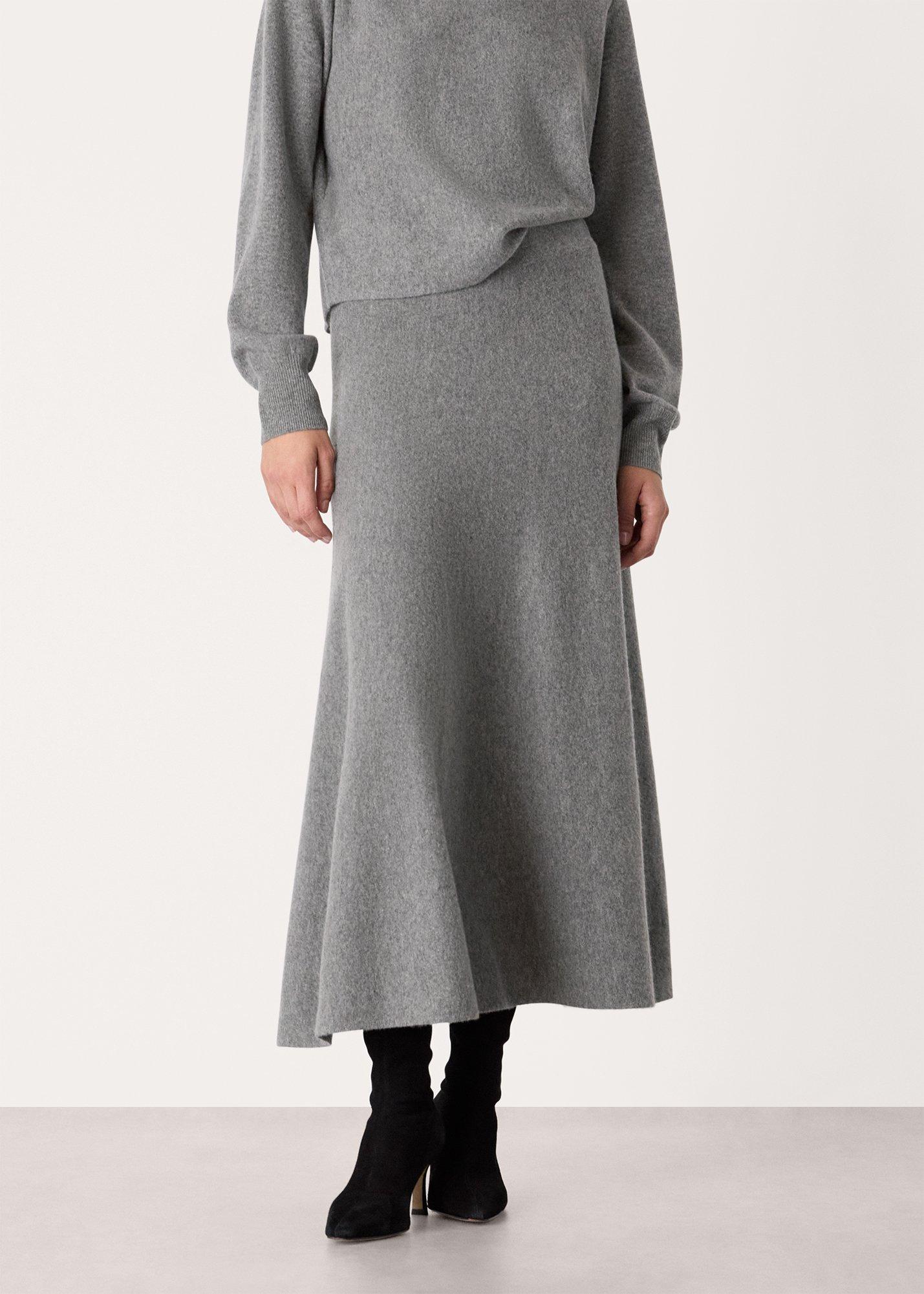 Grey Knitted Midi Skirt