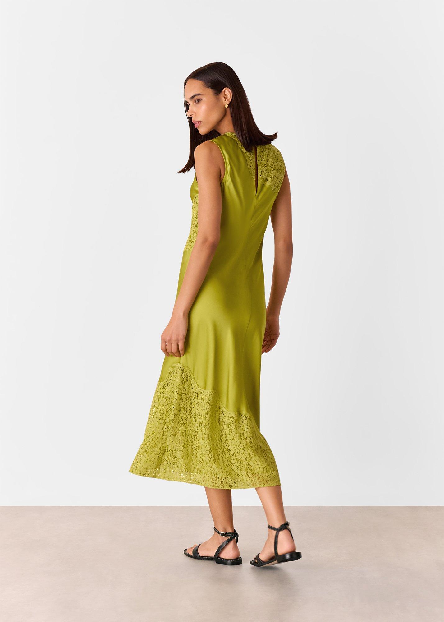 Lace Insert Midi Dress