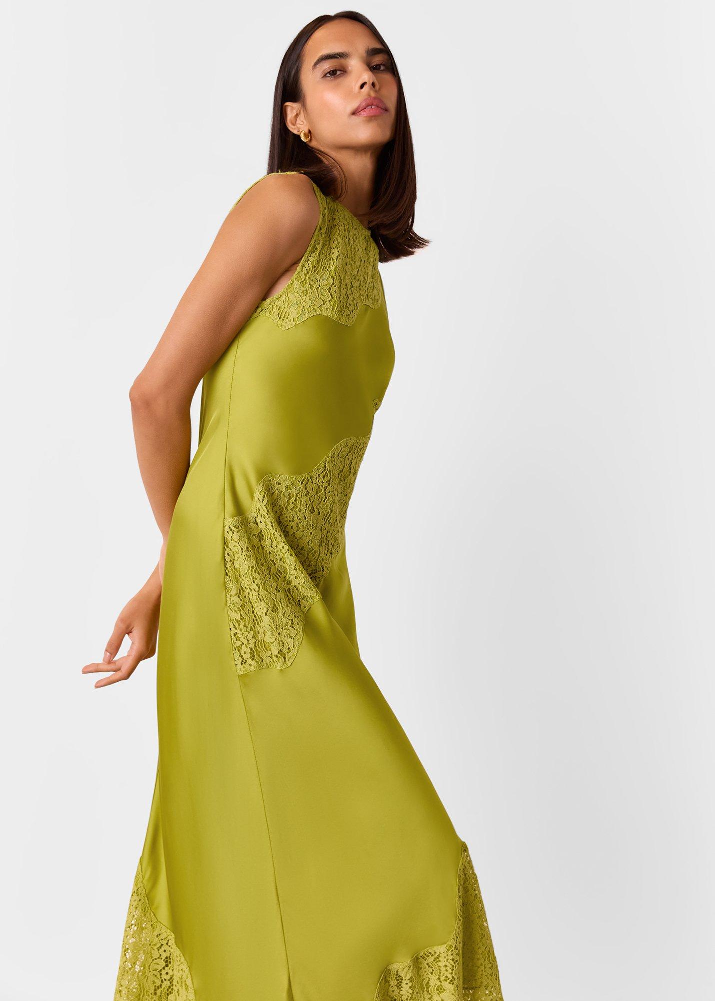 Lace Insert Midi Dress