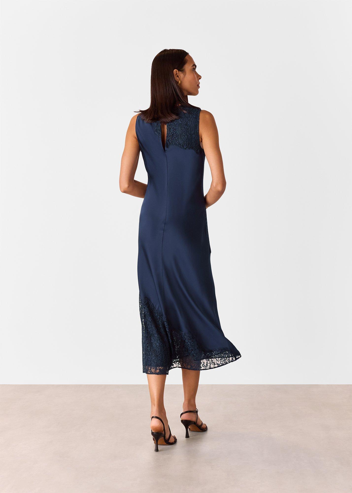 Lace Insert Midi Dress