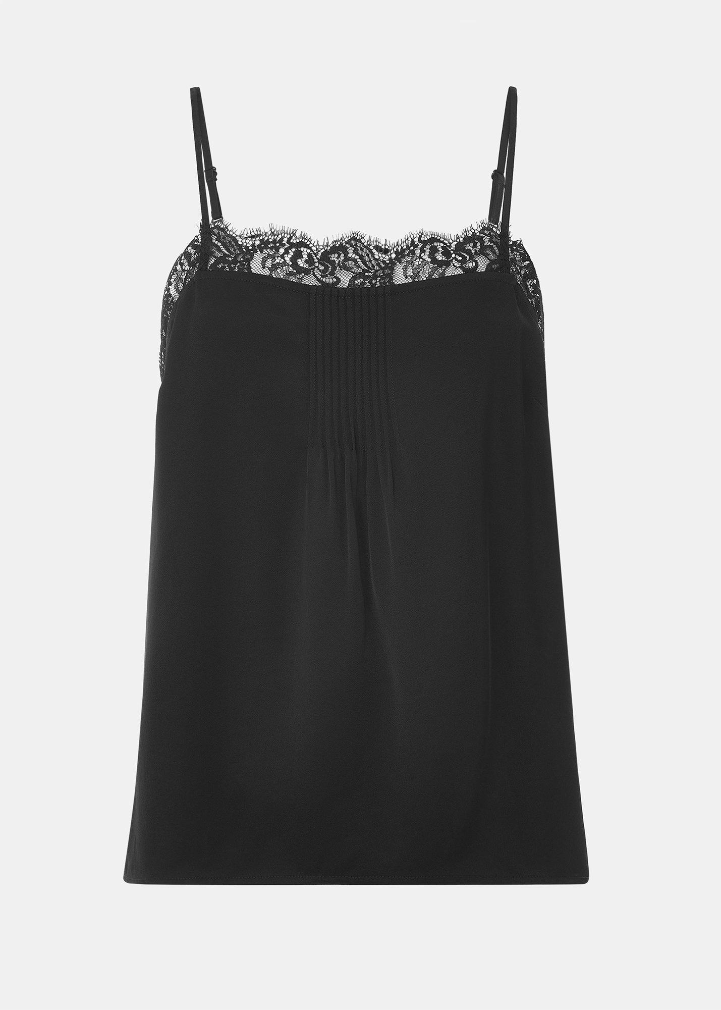 Lace Trim Crepe Cami Top