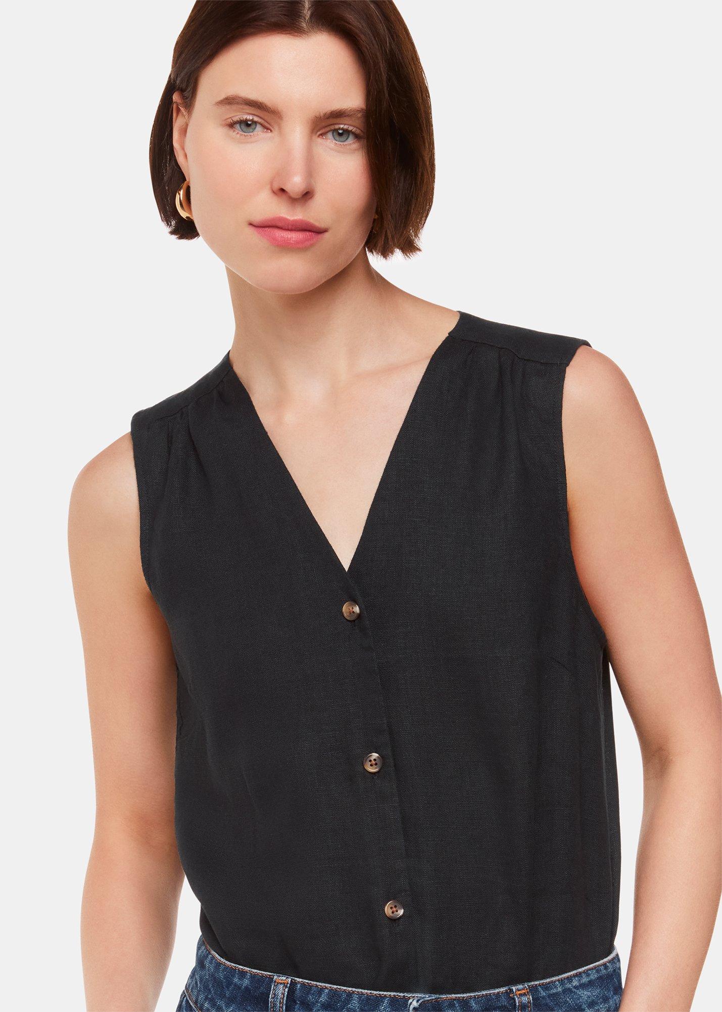 Black Laura Linen Tank