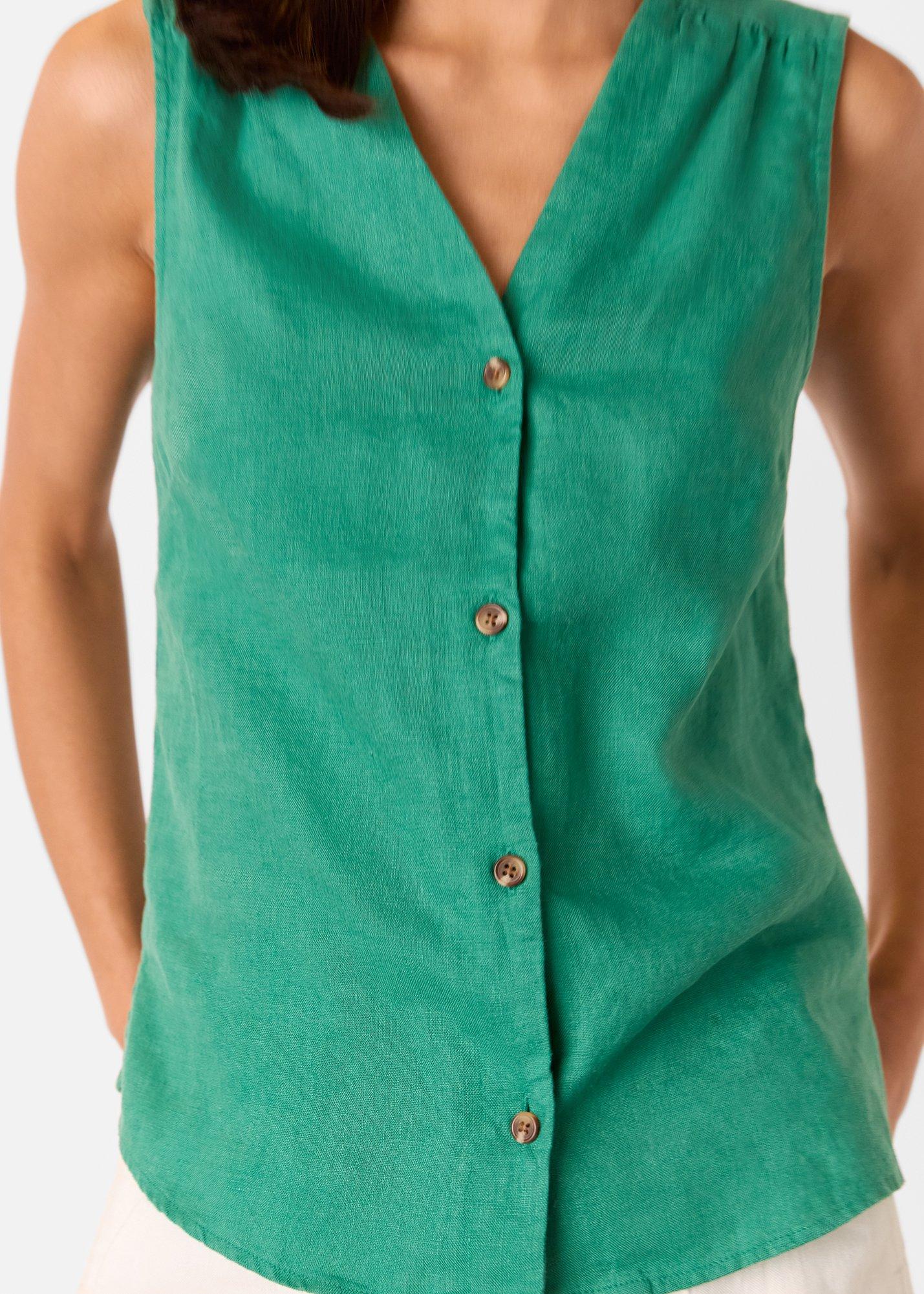 Green Laura Linen Tank