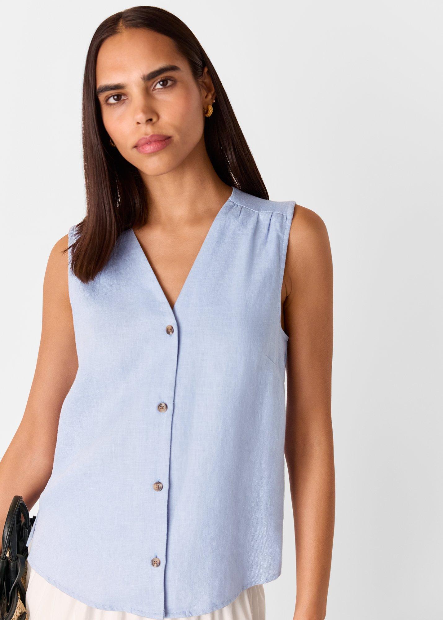Pale Blue Laura Linen Tank