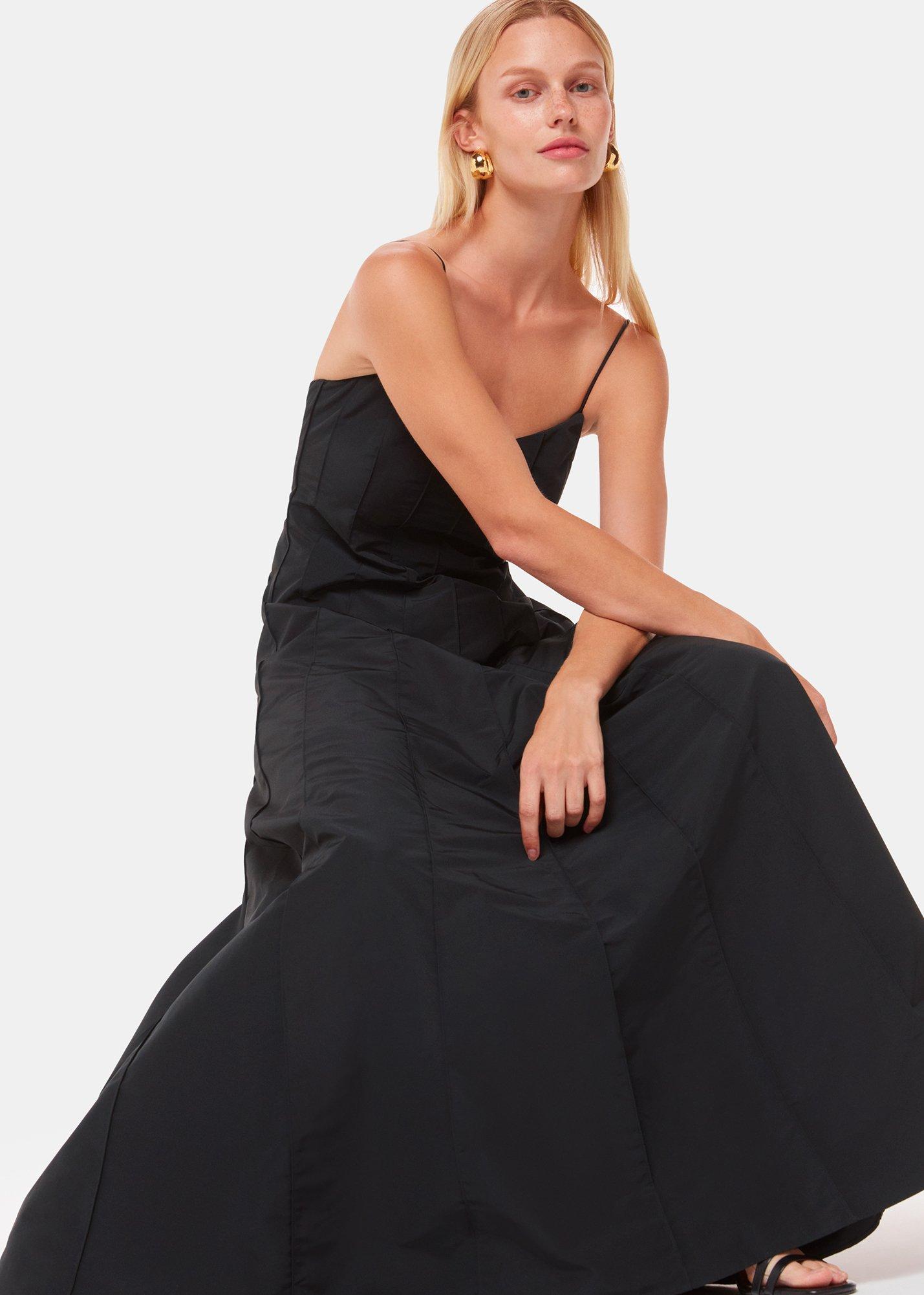 Black Laverne Taffeta Maxi Dress