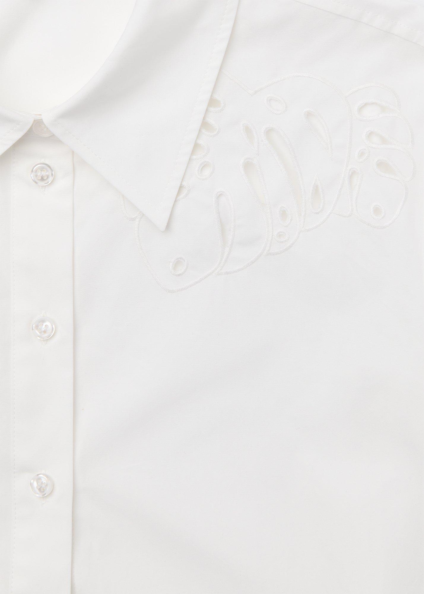 Leaf Embroidered Cotton Shirt