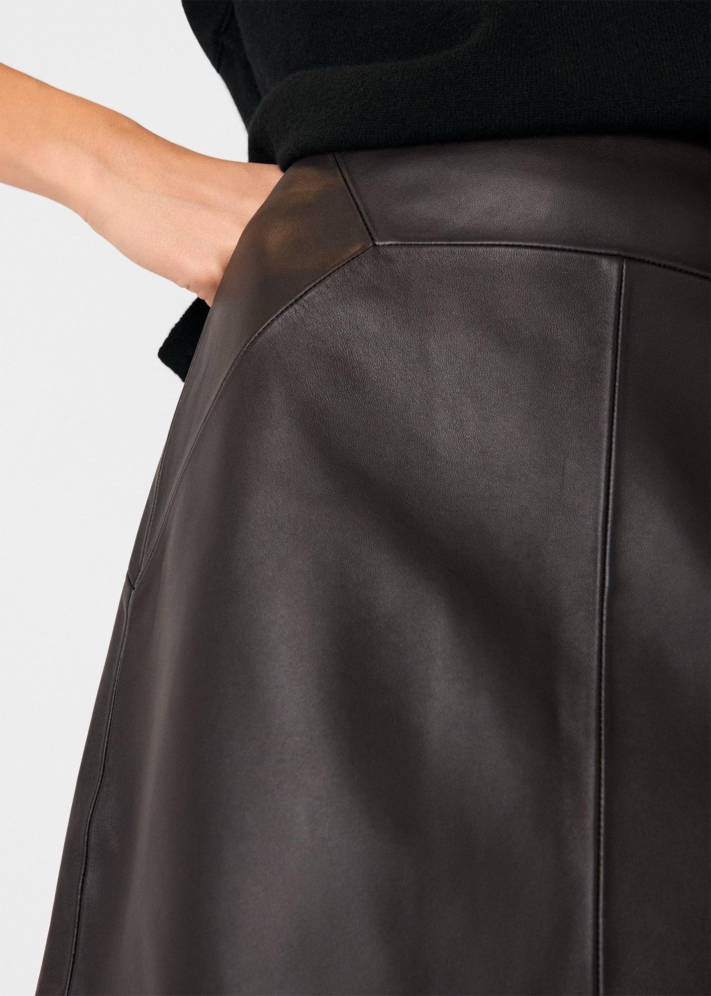 Petite Leather A Line Skirt