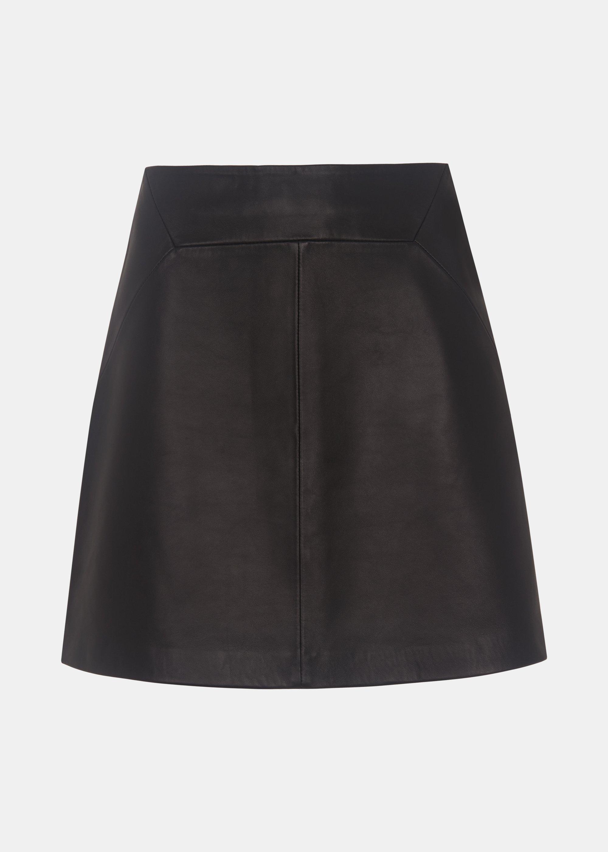 Petite Leather A Line Skirt
