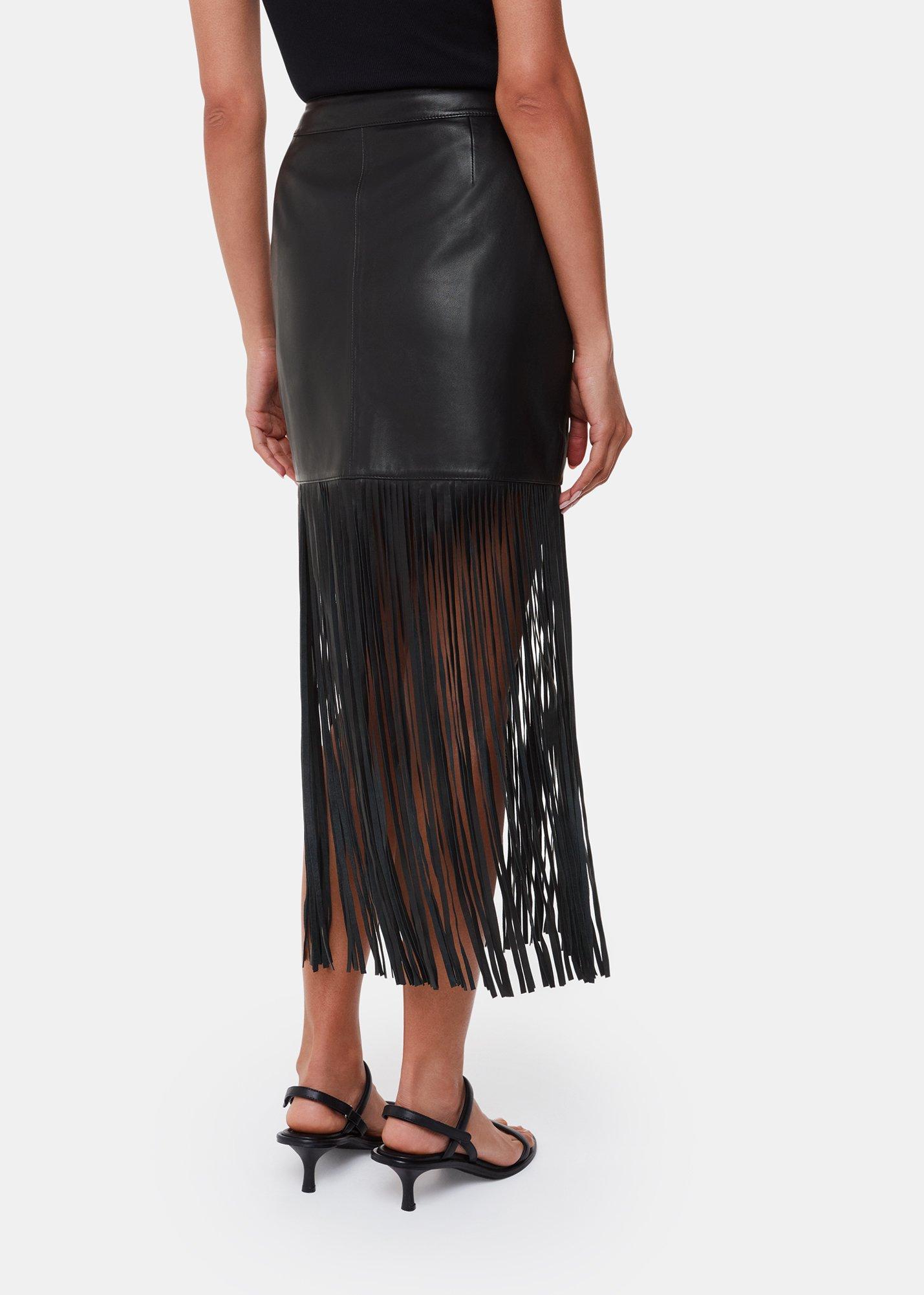 Leather Fringed Mini Skirt