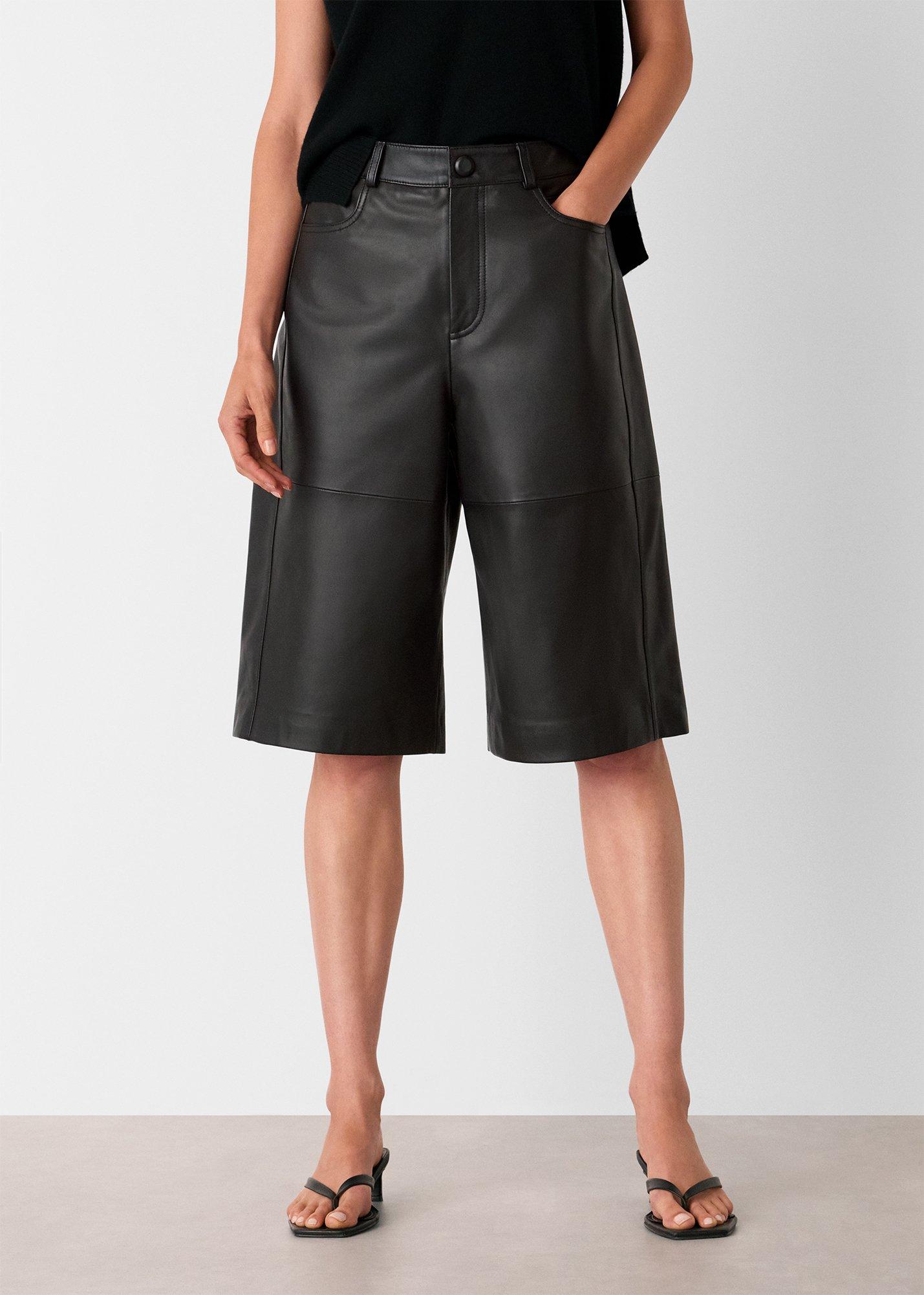 Black Leather Knee Short