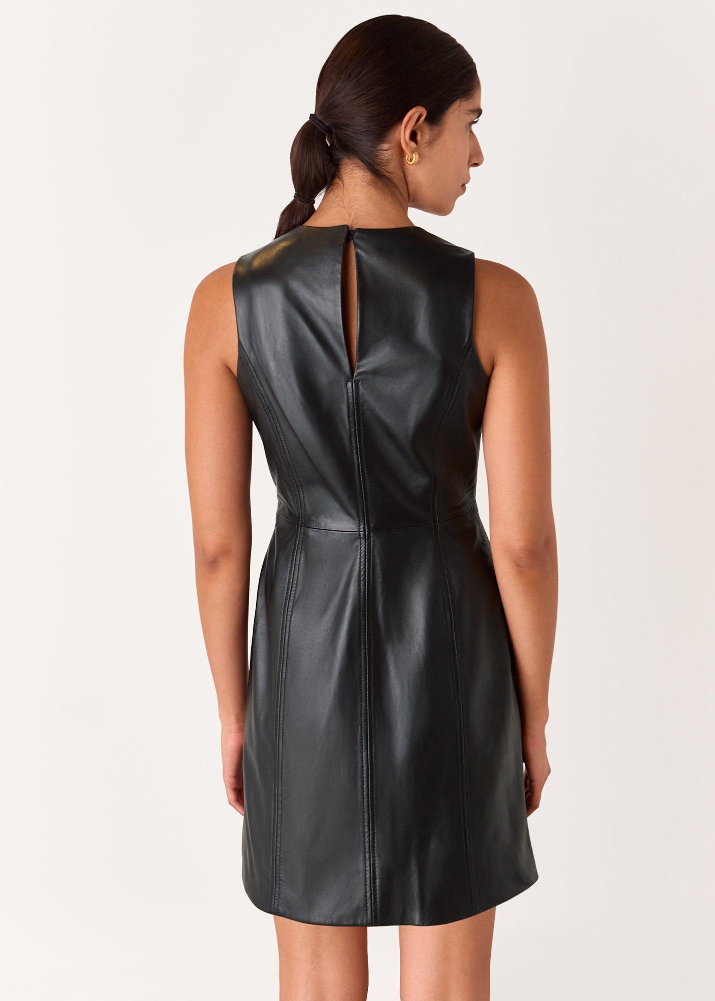 Leather Shift Mini Dress