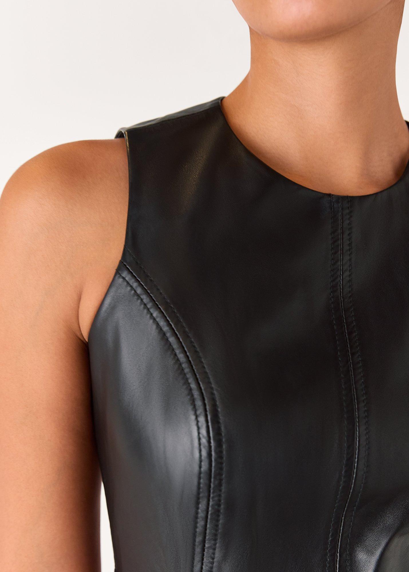 Leather Shift Mini Dress