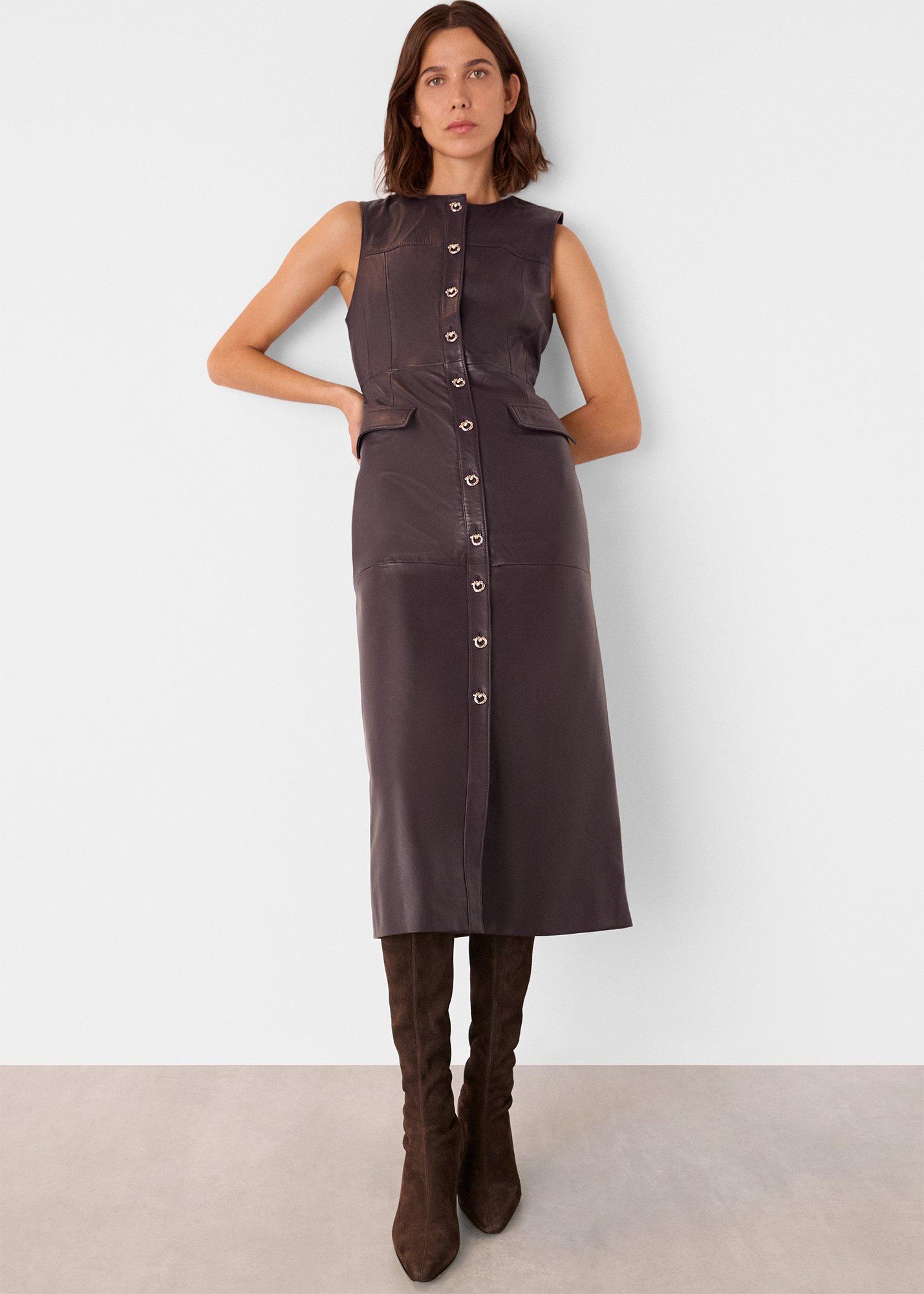 Chocolate Leather Shift Dress