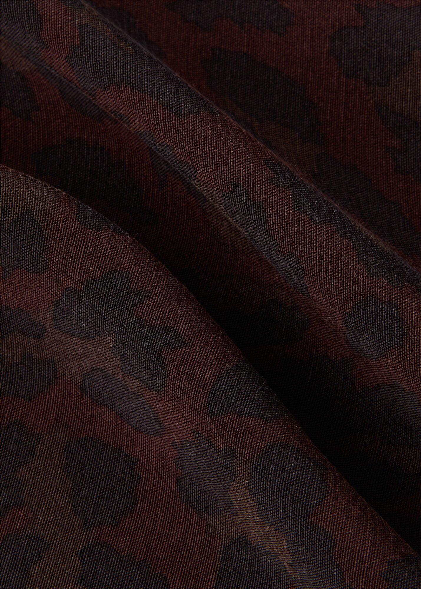 Leopard Shirred Cuff Blouse