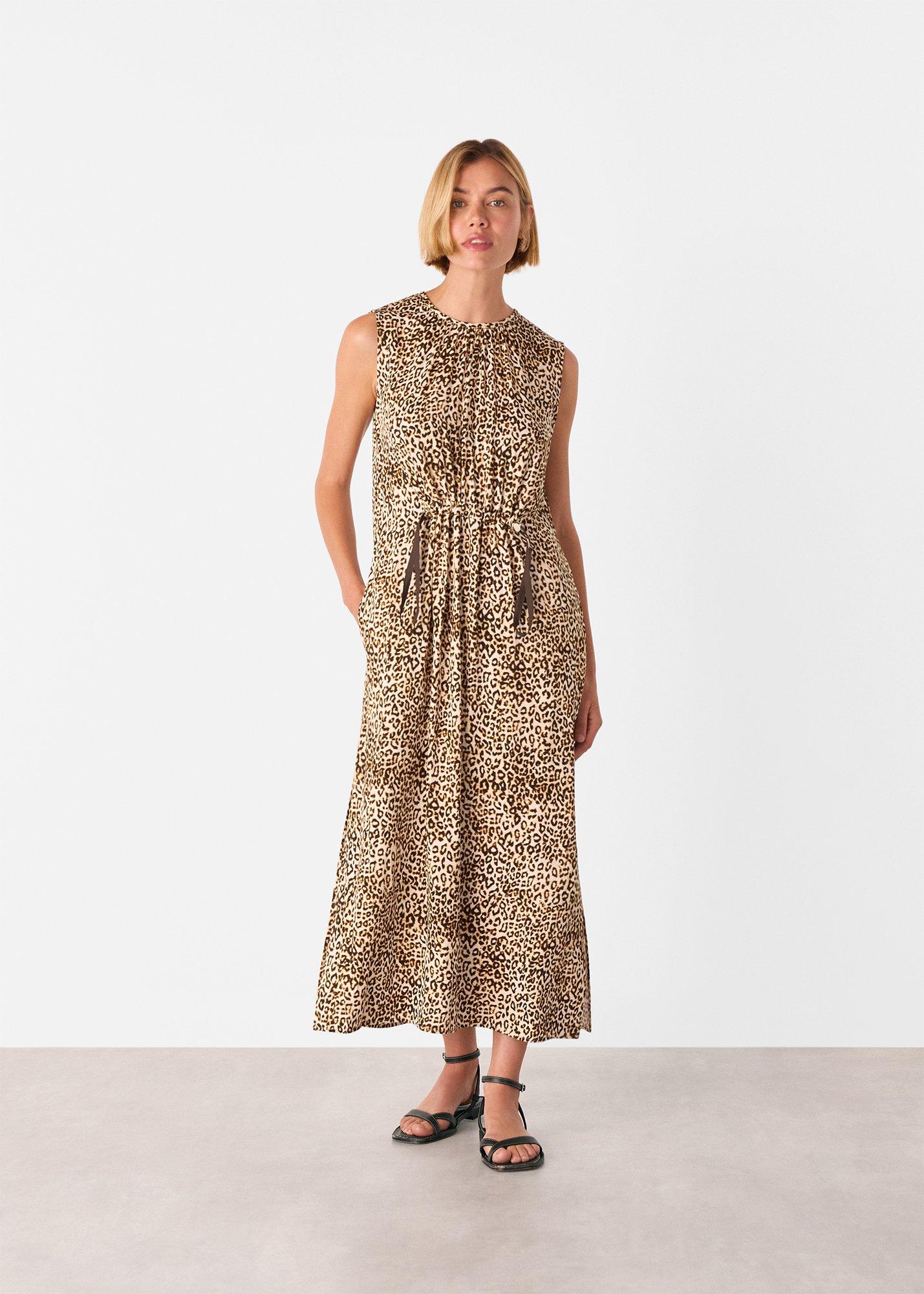 Leopard Sleeveless Midi Dress