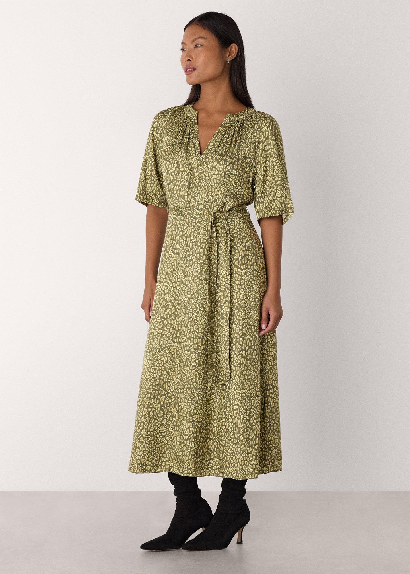 Petite Leopard Viscose Midi Dress