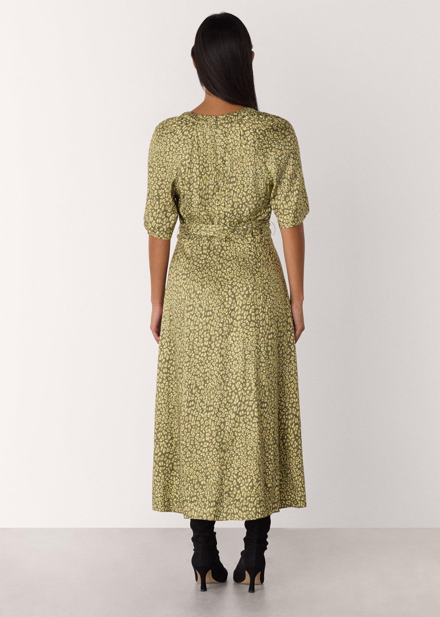 Petite Leopard Viscose Midi Dress