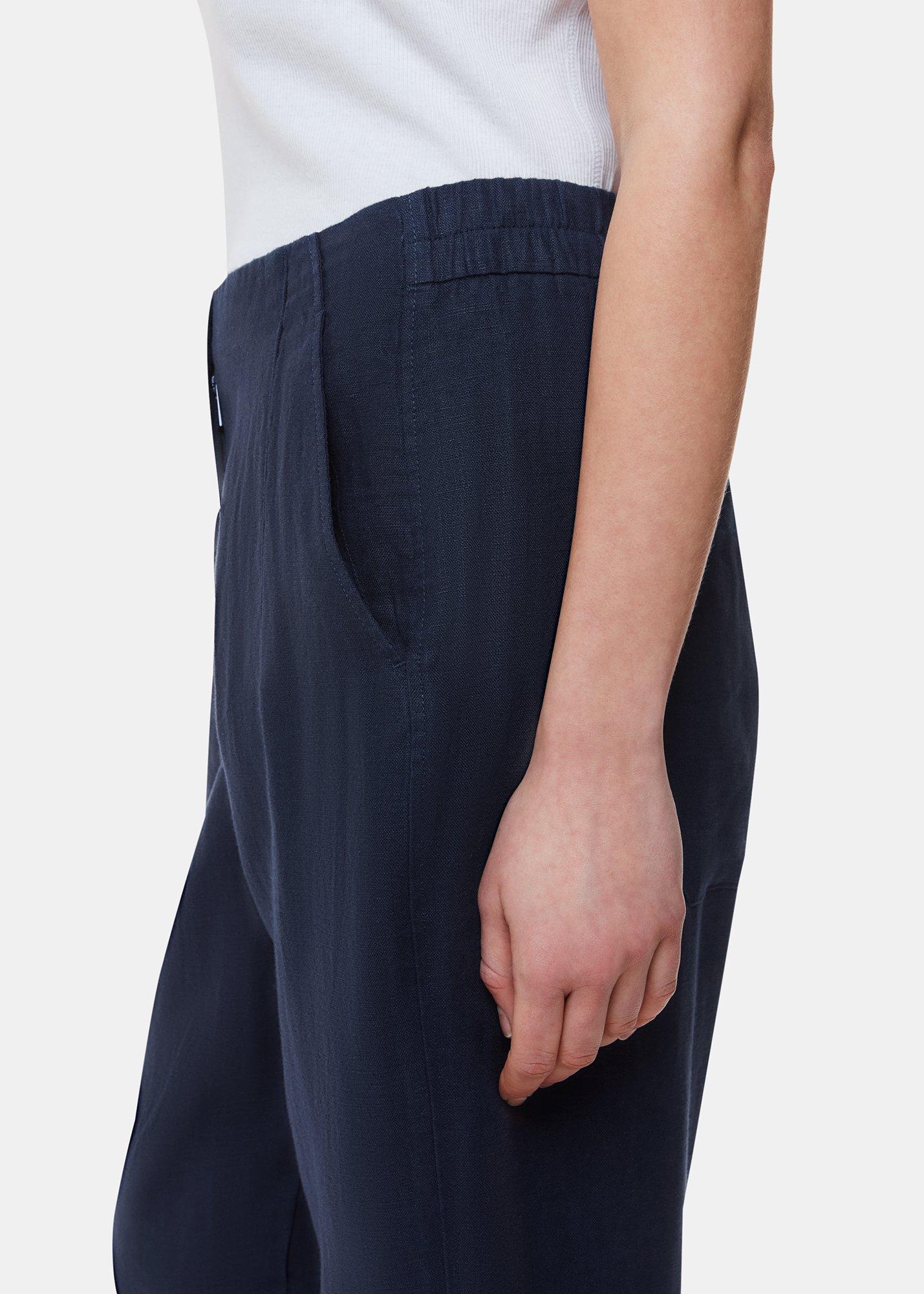 Navy Linen Barrel Leg Pants&nbsp;