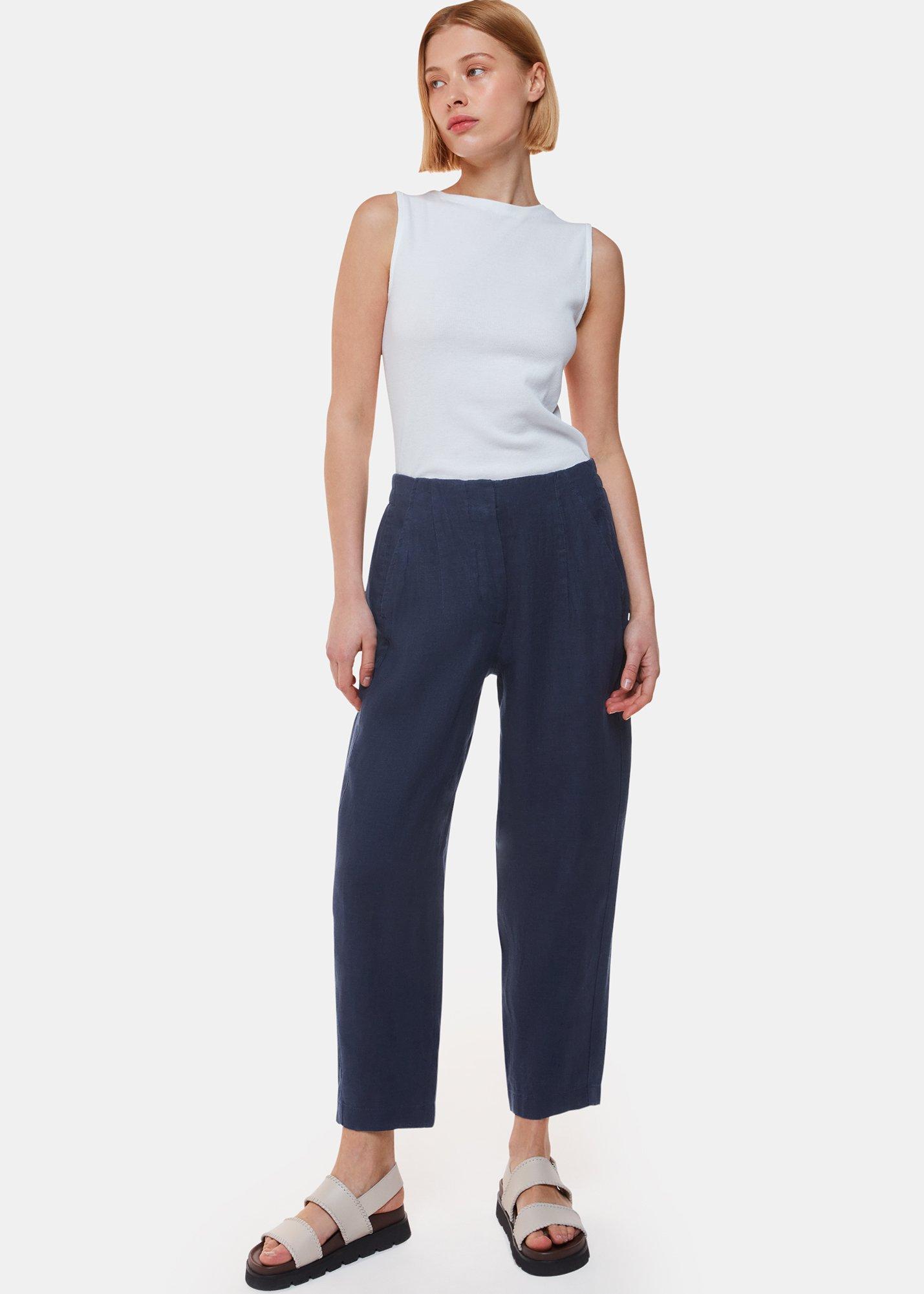 Linen Barrel Leg Trouser