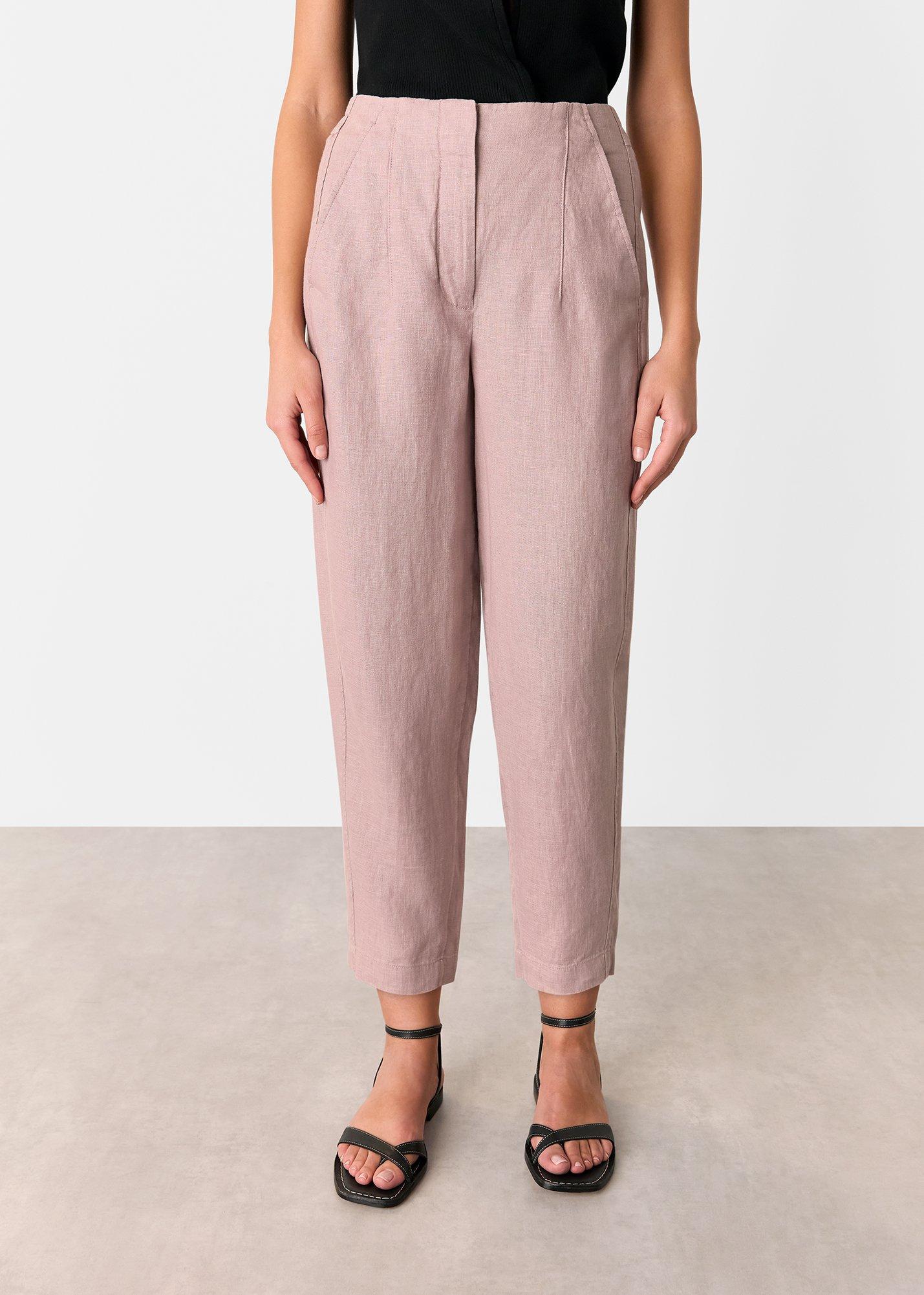 Linen Barrel Leg Trouser
