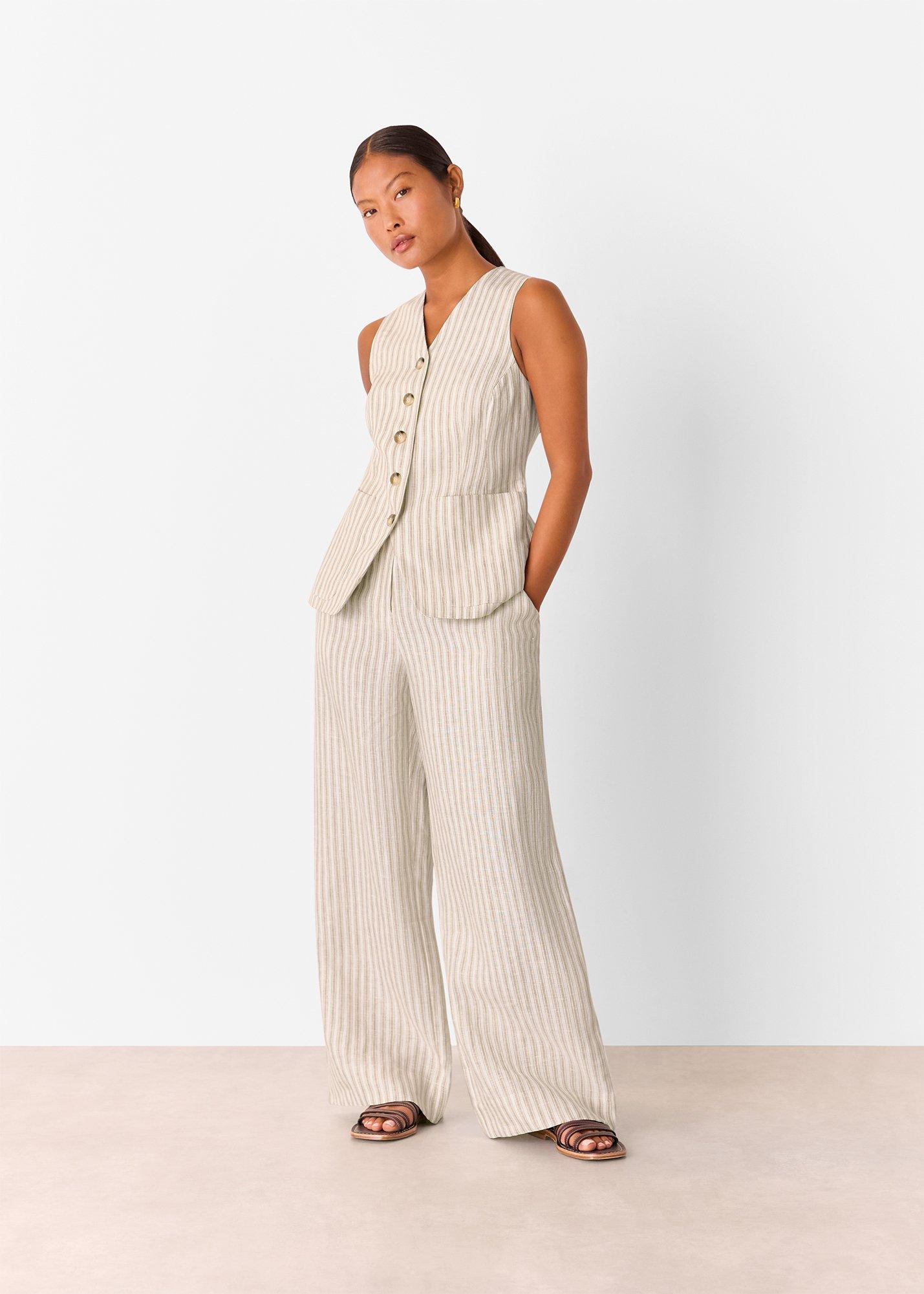 Petite Linen Stripe Trouser