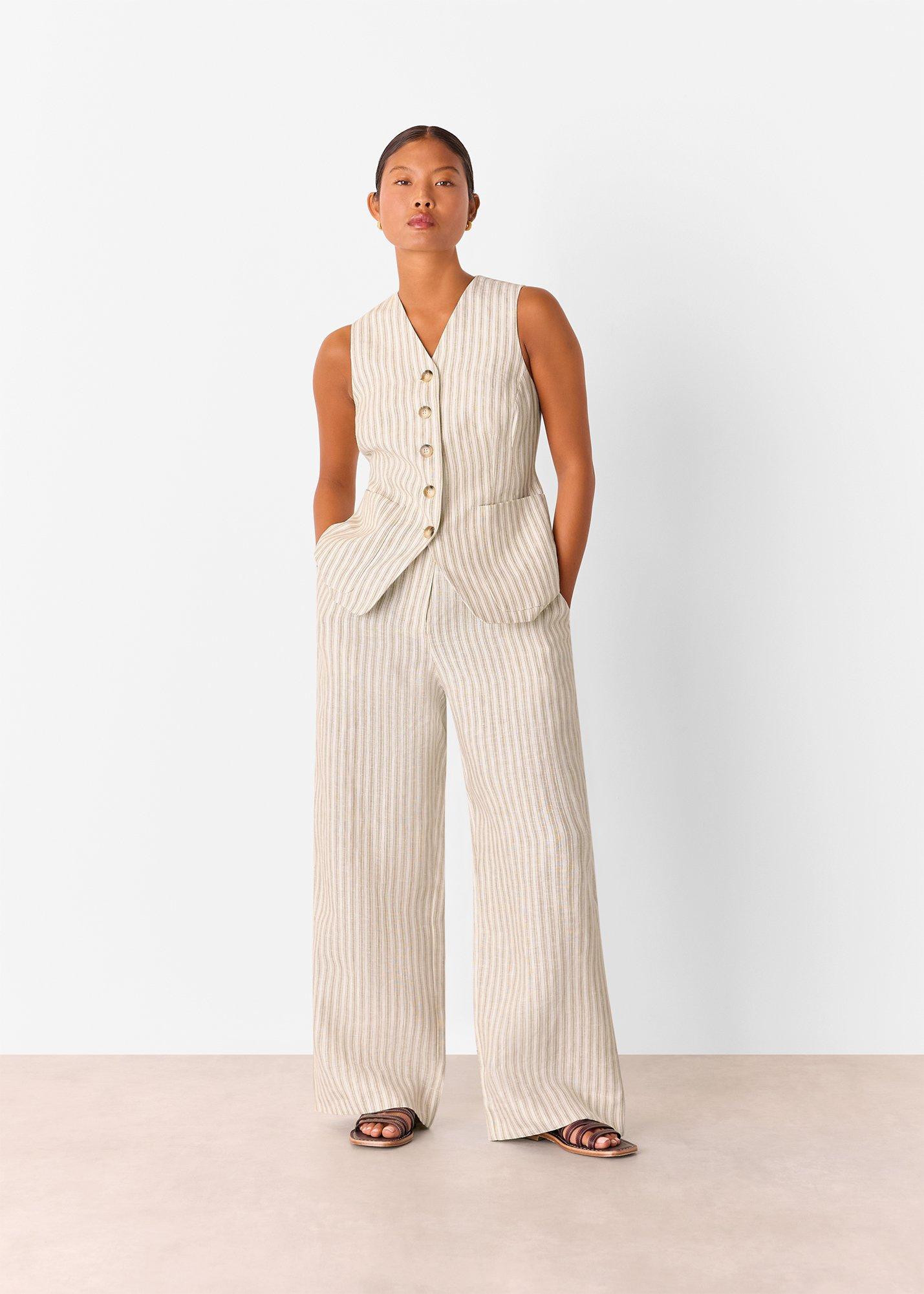 Petite Linen Stripe Waistcoat