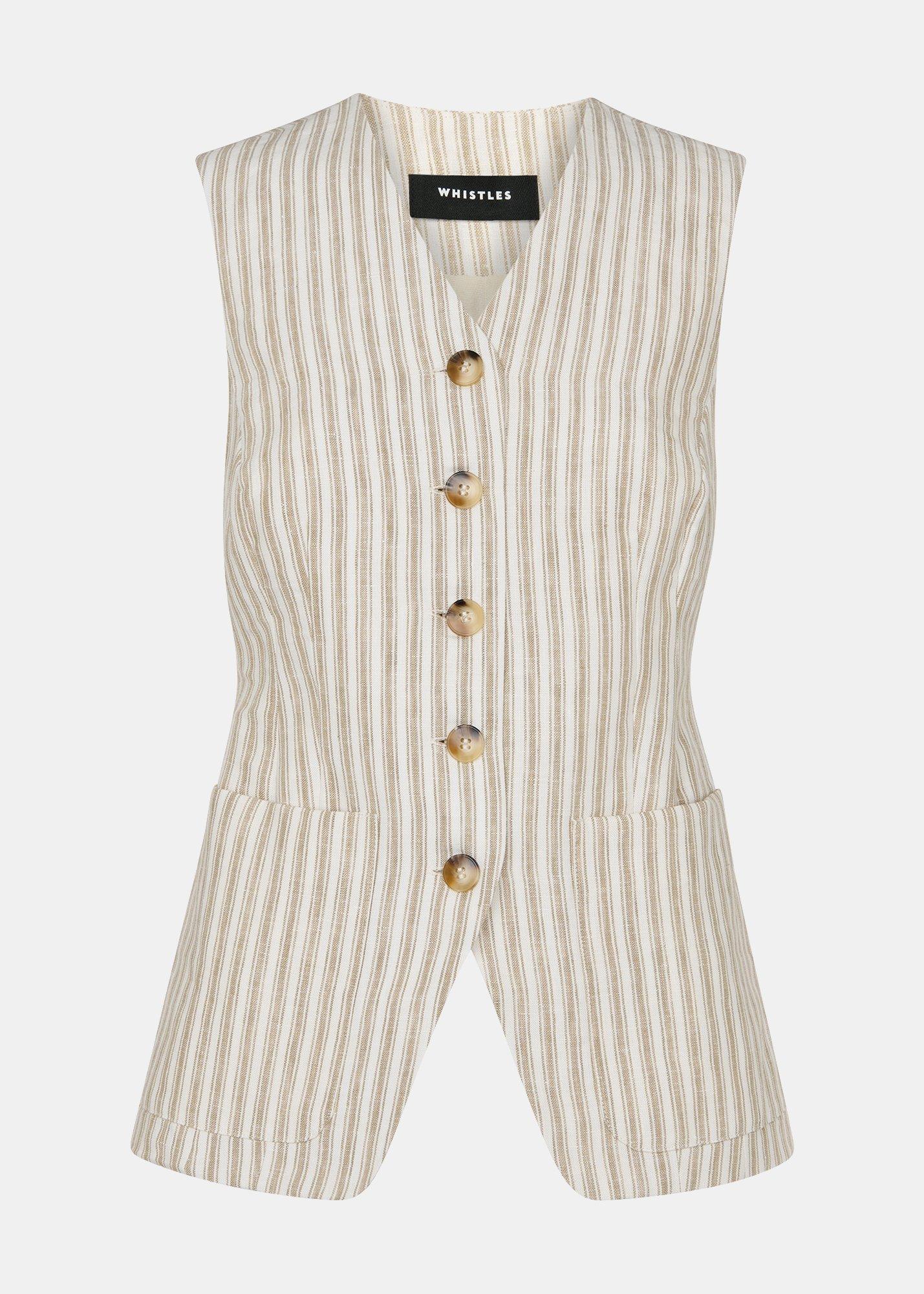 Petite Linen Stripe Waistcoat