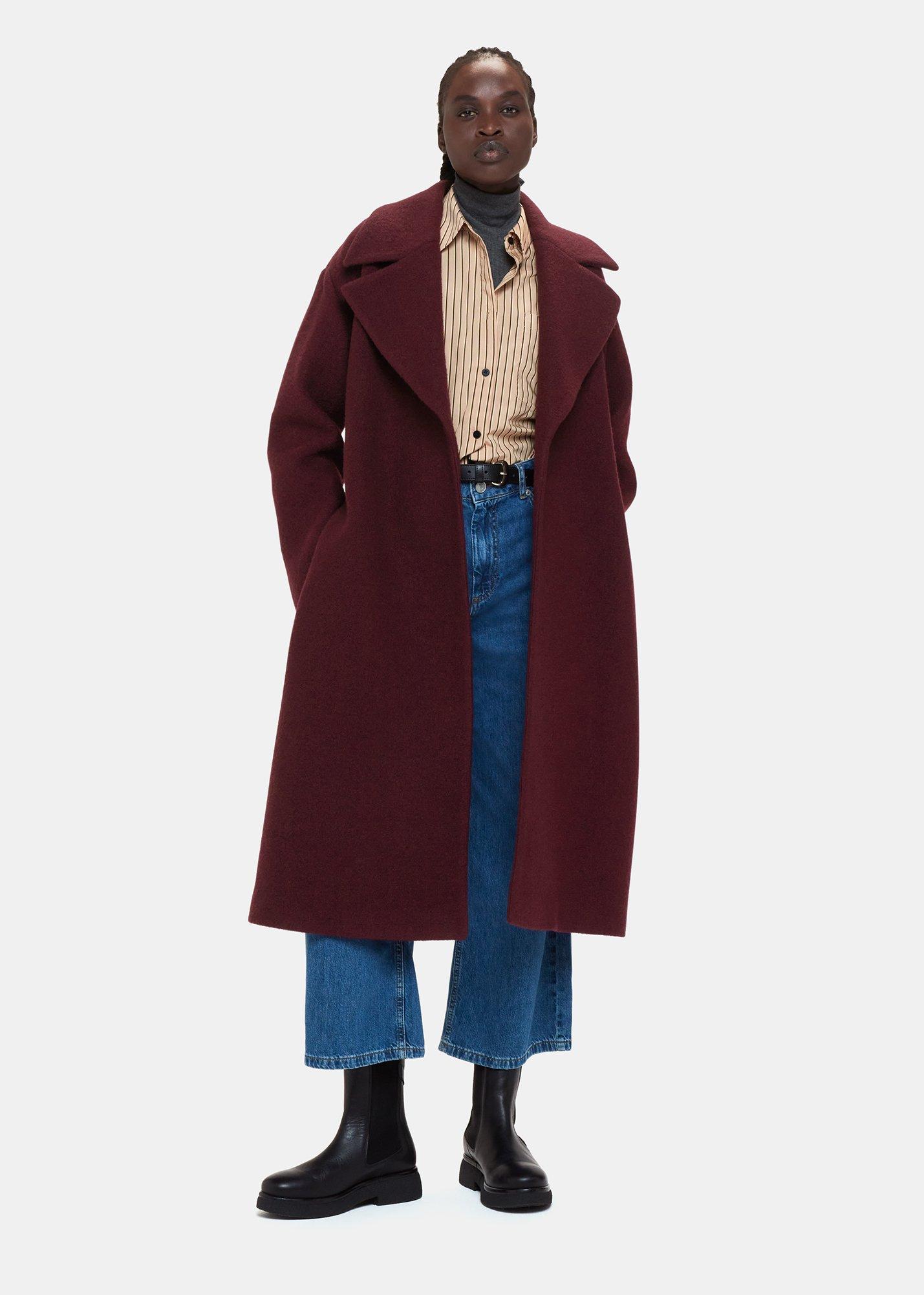Burgundy Lorna Wrap Wool Coat
