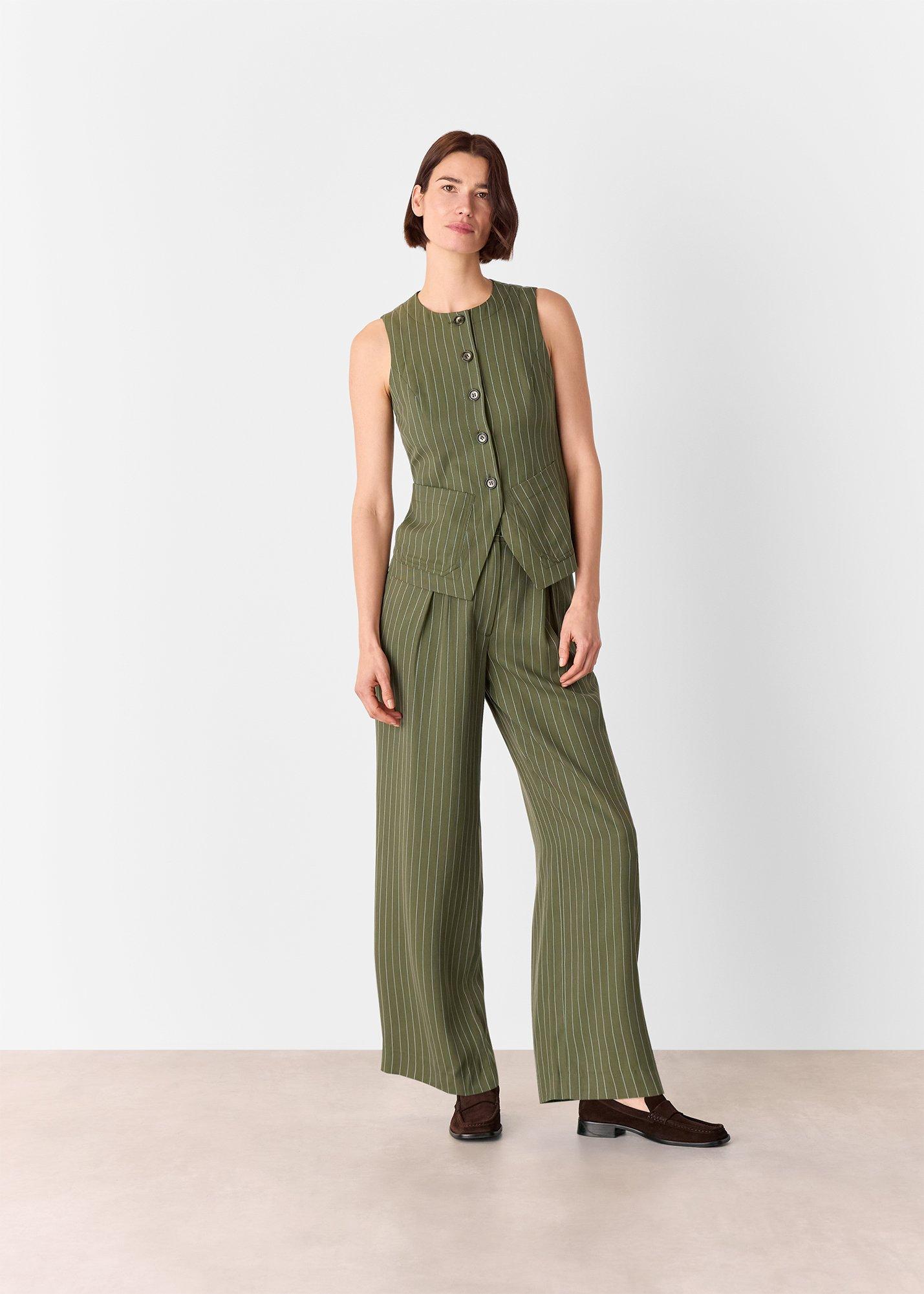 Khaki Lottie Pinstripe Waistcoat