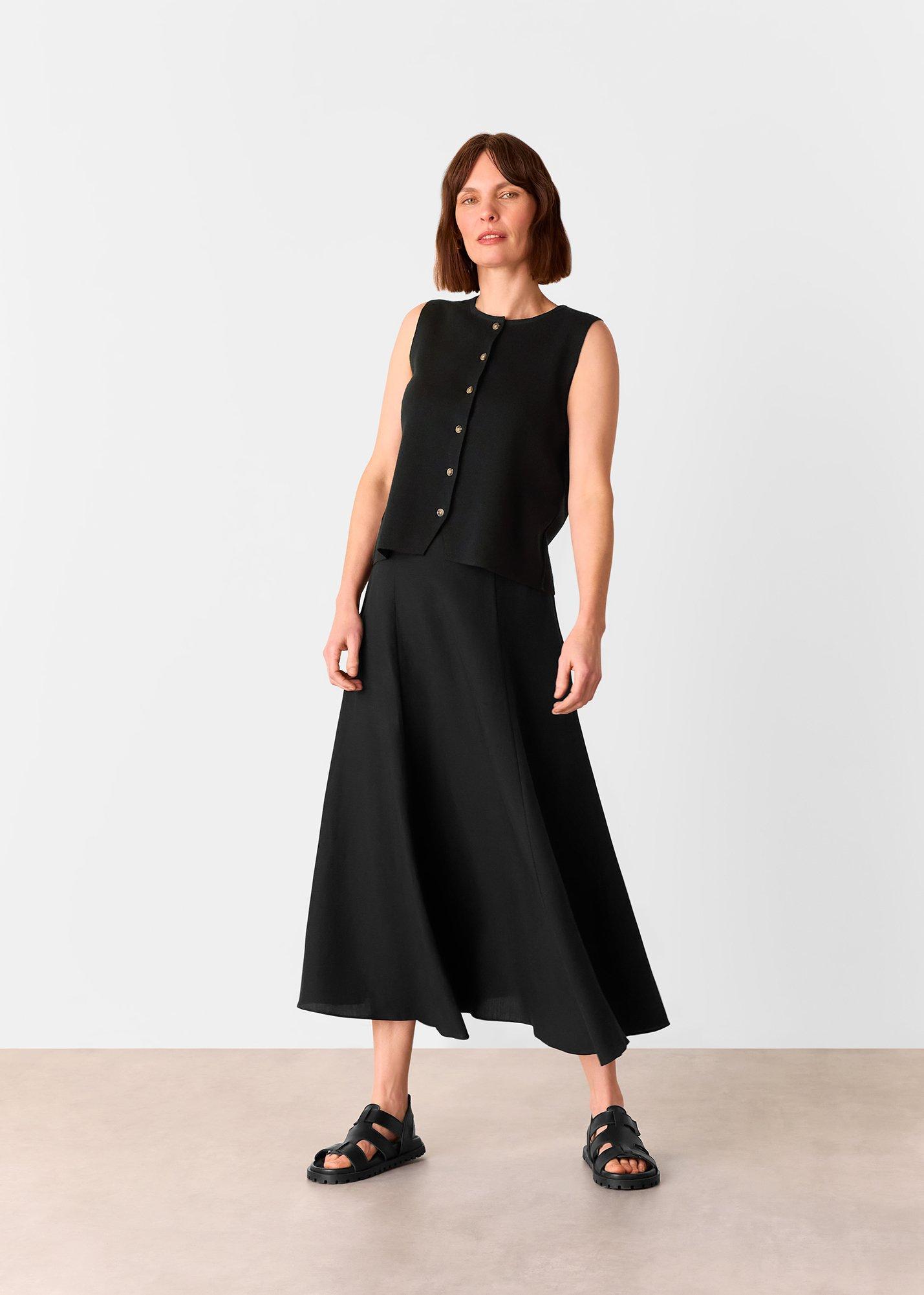 Black Lucy Button Front Knit Tank