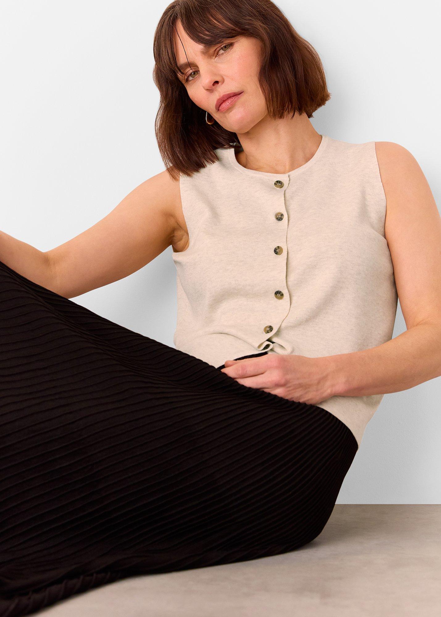 Oatmeal Lucy Button Front Sweater Vest