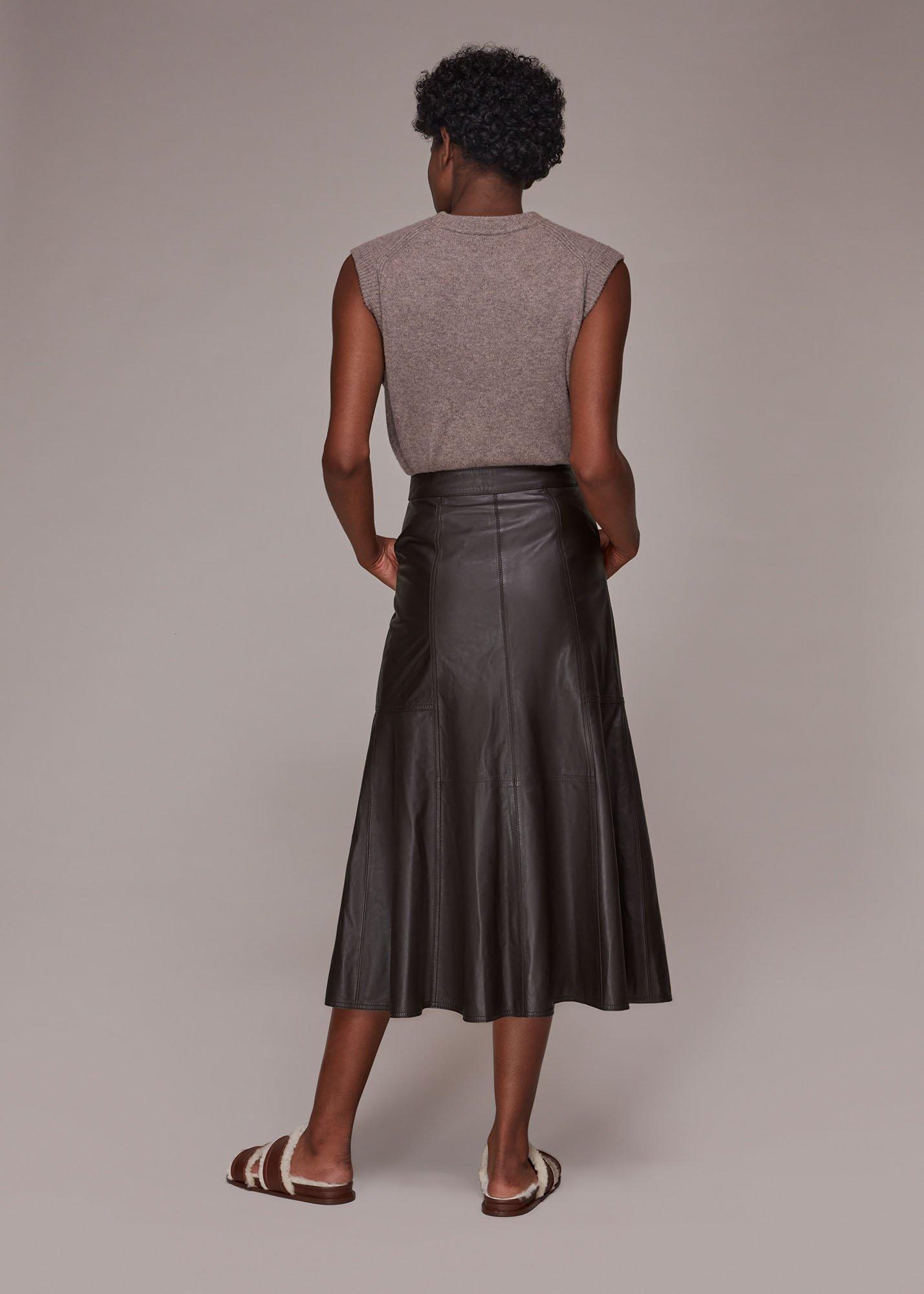 Lydia Leather Button Skirt