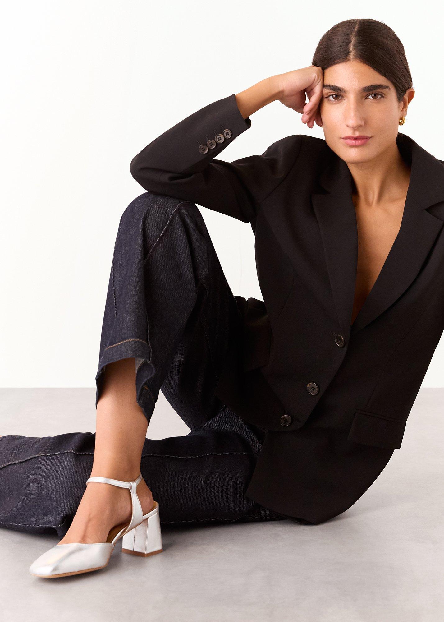 Silver Matilda Block Heel Shoe