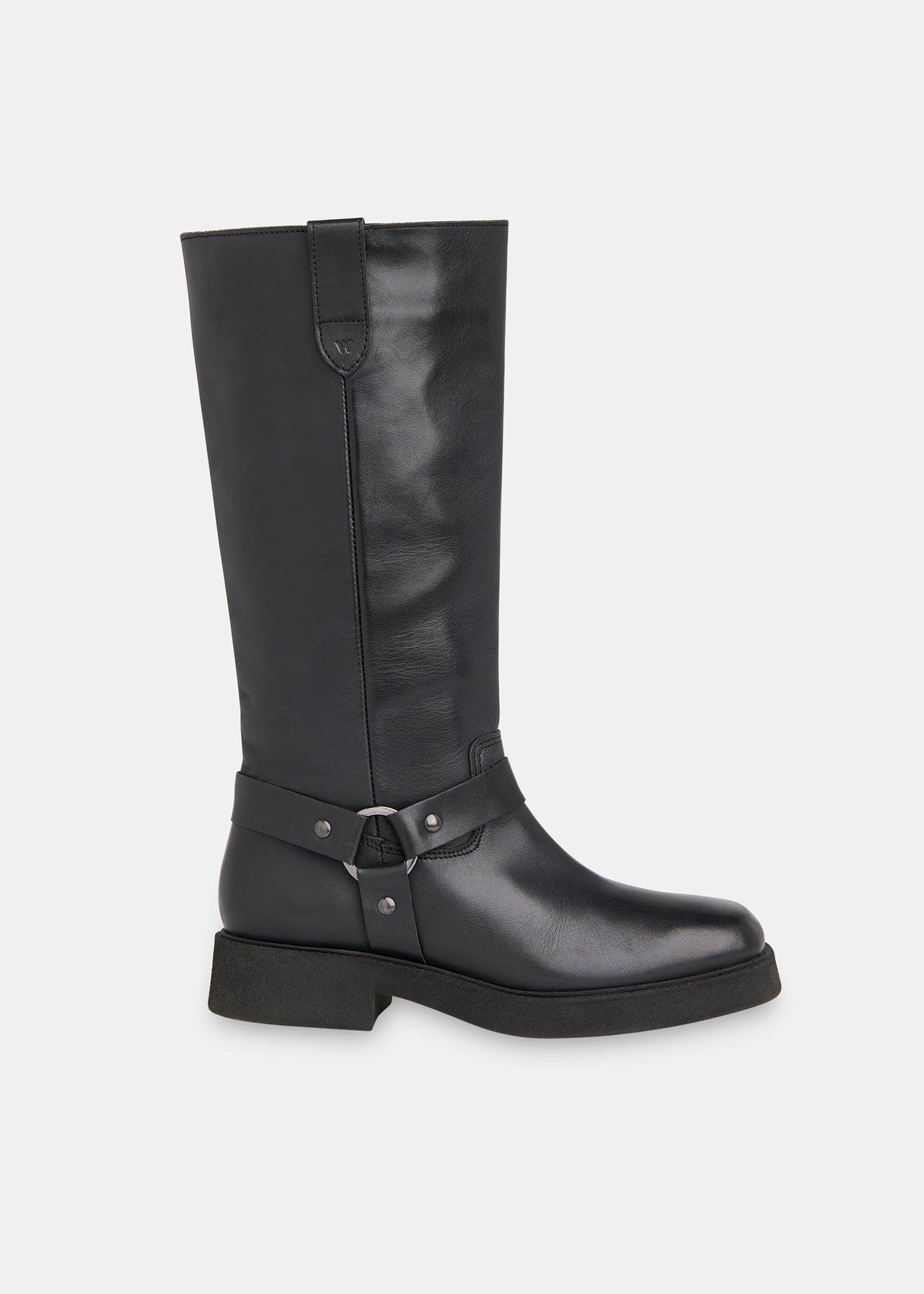 Black Matteo Knee High Biker Boot